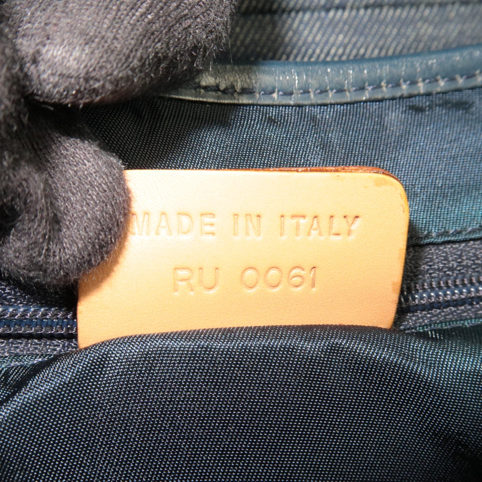 Christian Dior Double Saddle Bag Shoulder Bag Denim Leather Navy Beige