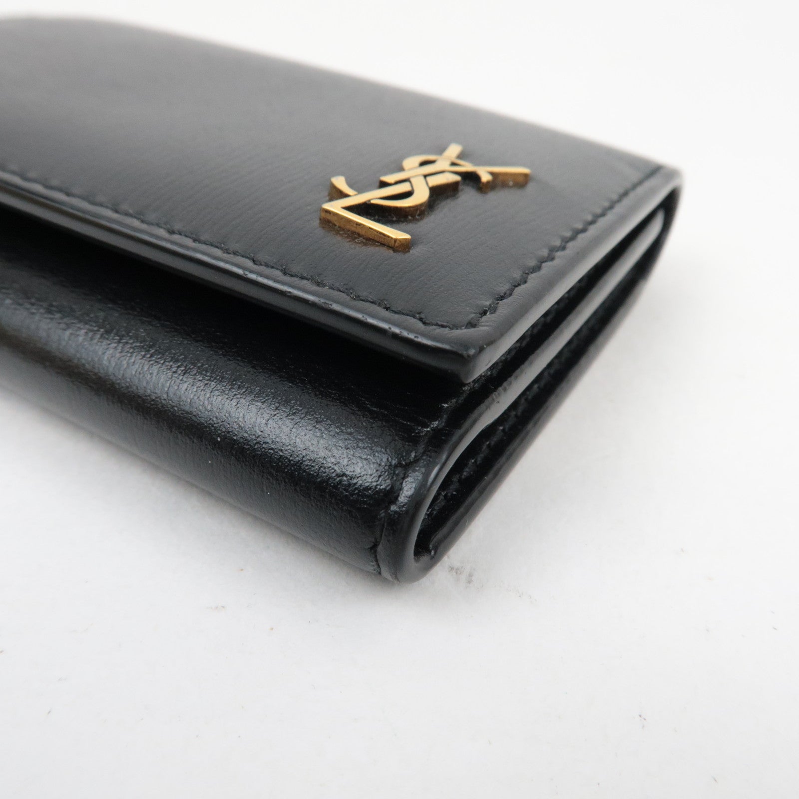 Saint Laurent 6 Rings Key Case Leather Black 654227