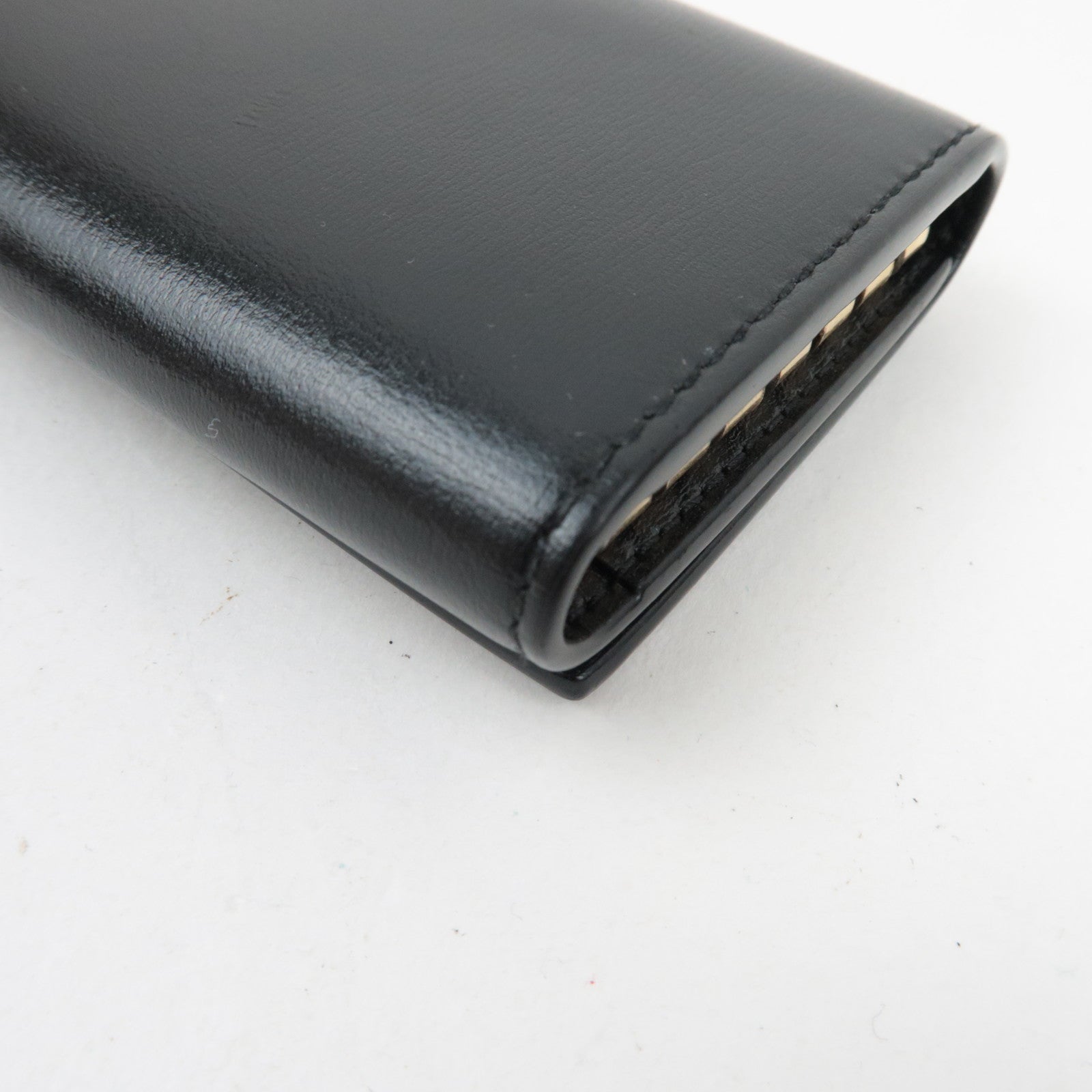 Saint Laurent 6 Rings Key Case Leather Black 654227