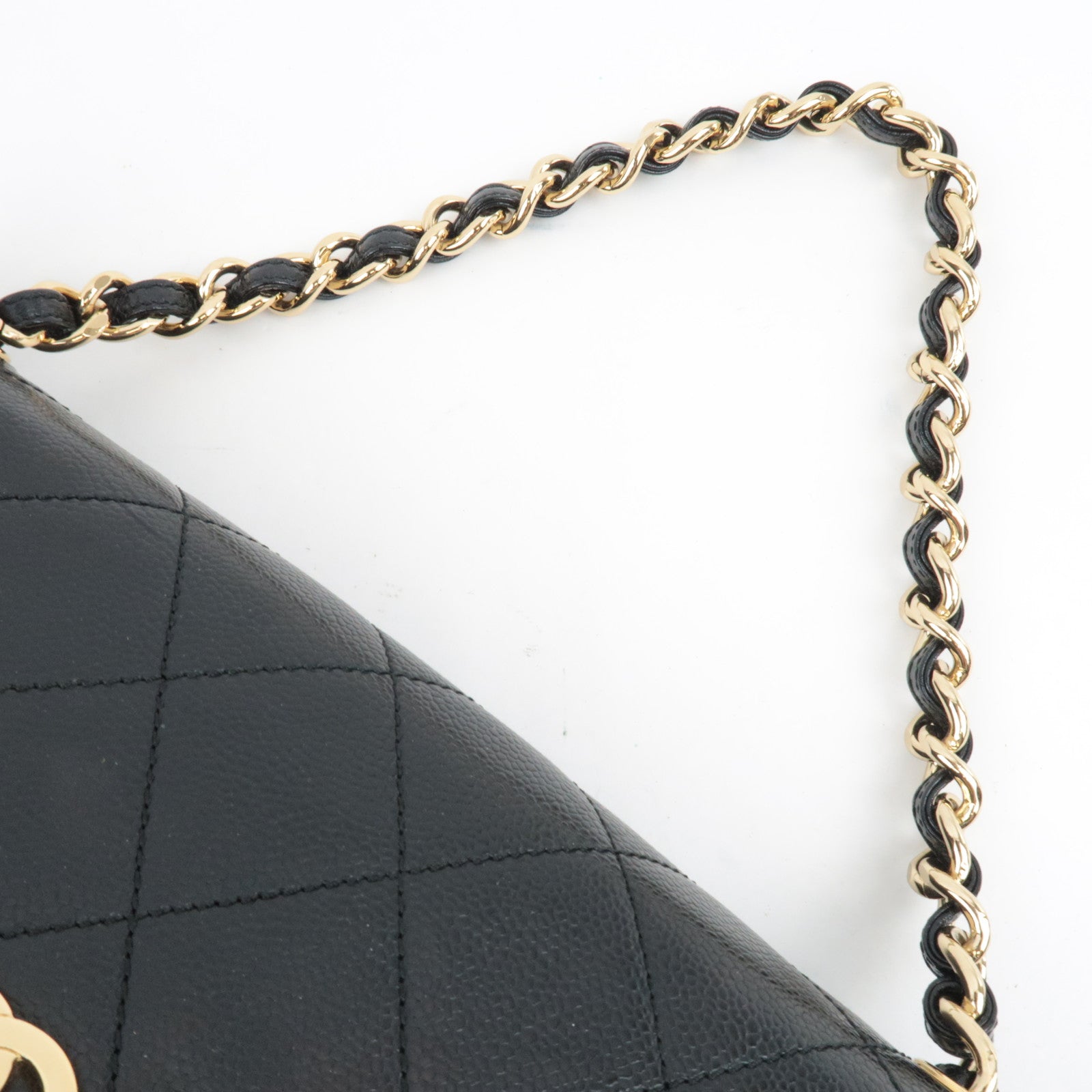 CHANEL Matelasse Chain Shoulder Bag Caviar Skin Black Gold HDW 6869839 *Box, Dust bag
