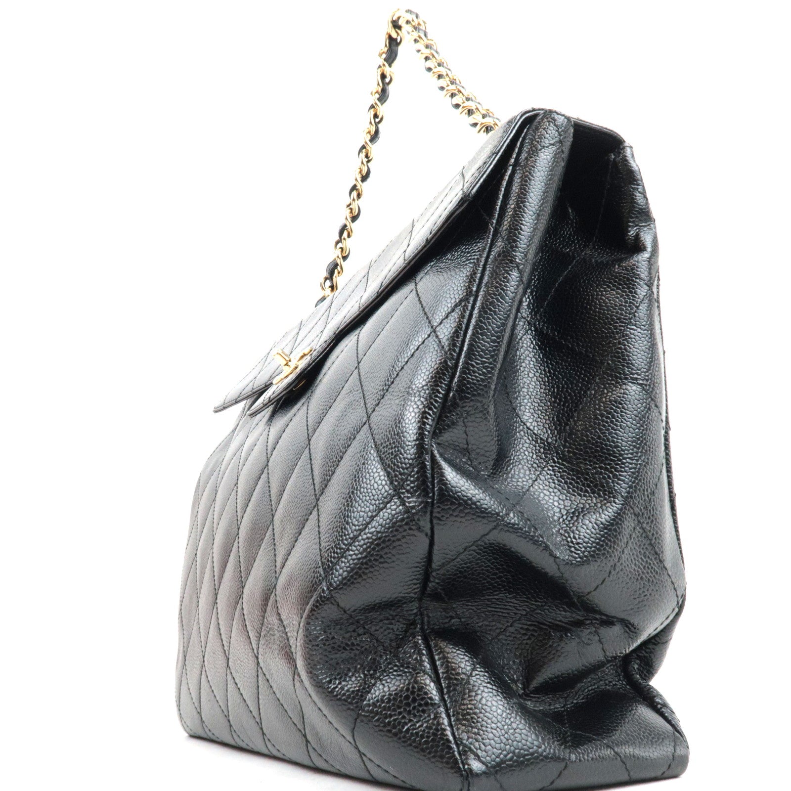 CHANEL Matelasse Chain Shoulder Bag Caviar Skin Black Gold HDW 6869839 *Box, Dust bag