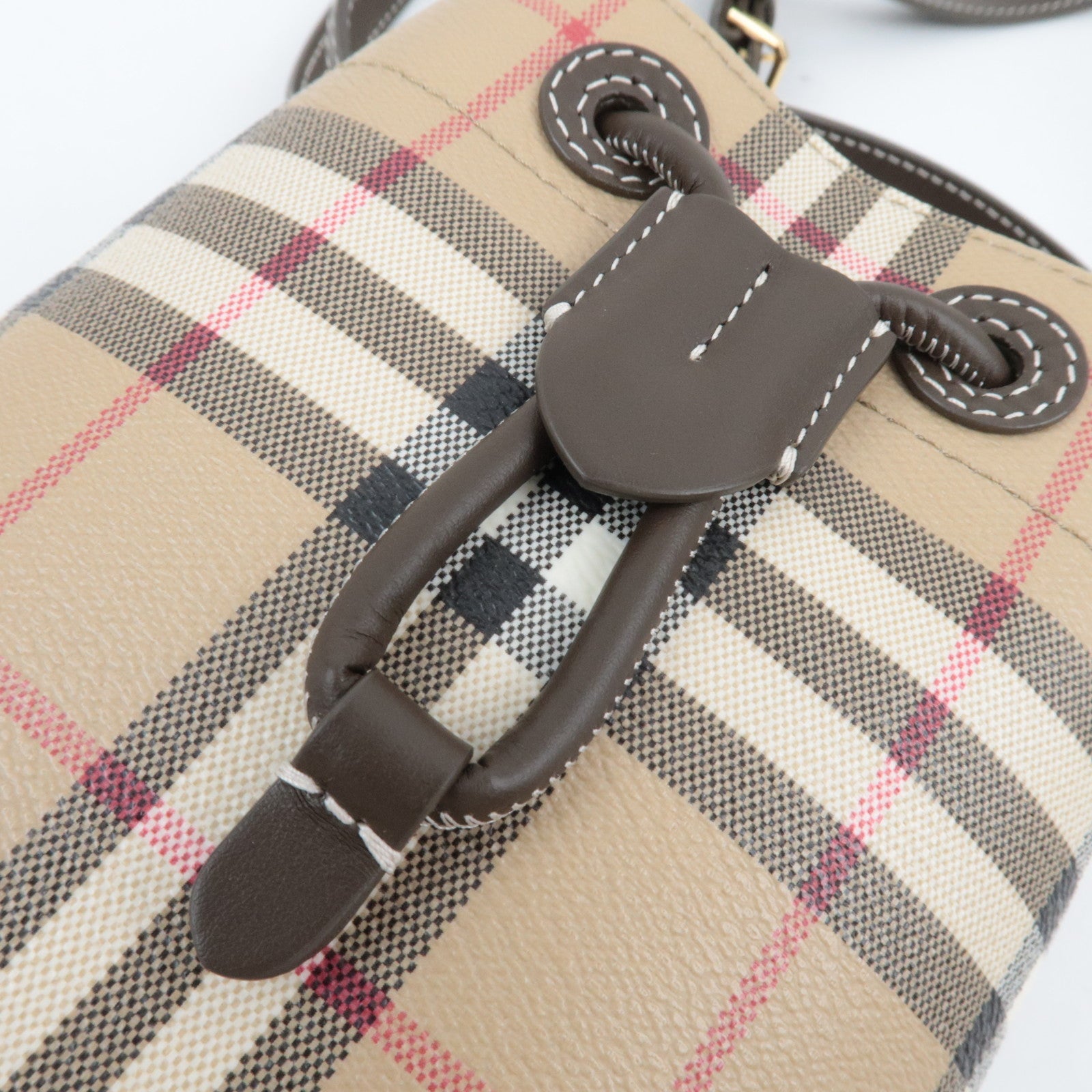 BURBERRY Nova Plaid 2Way Shoulder Bag PVC Leather Beige *Dust bag