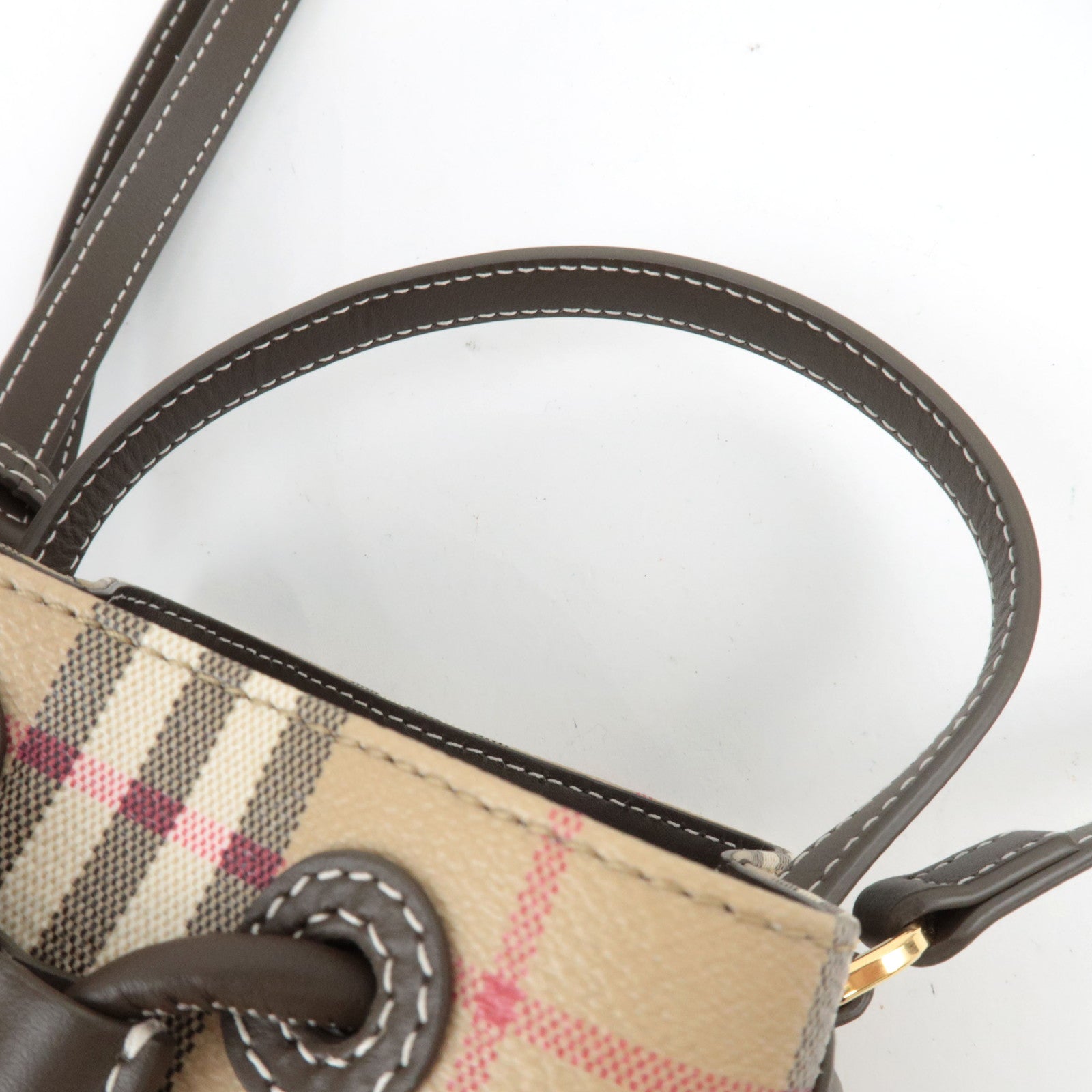 BURBERRY Nova Plaid 2Way Shoulder Bag PVC Leather Beige *Dust bag