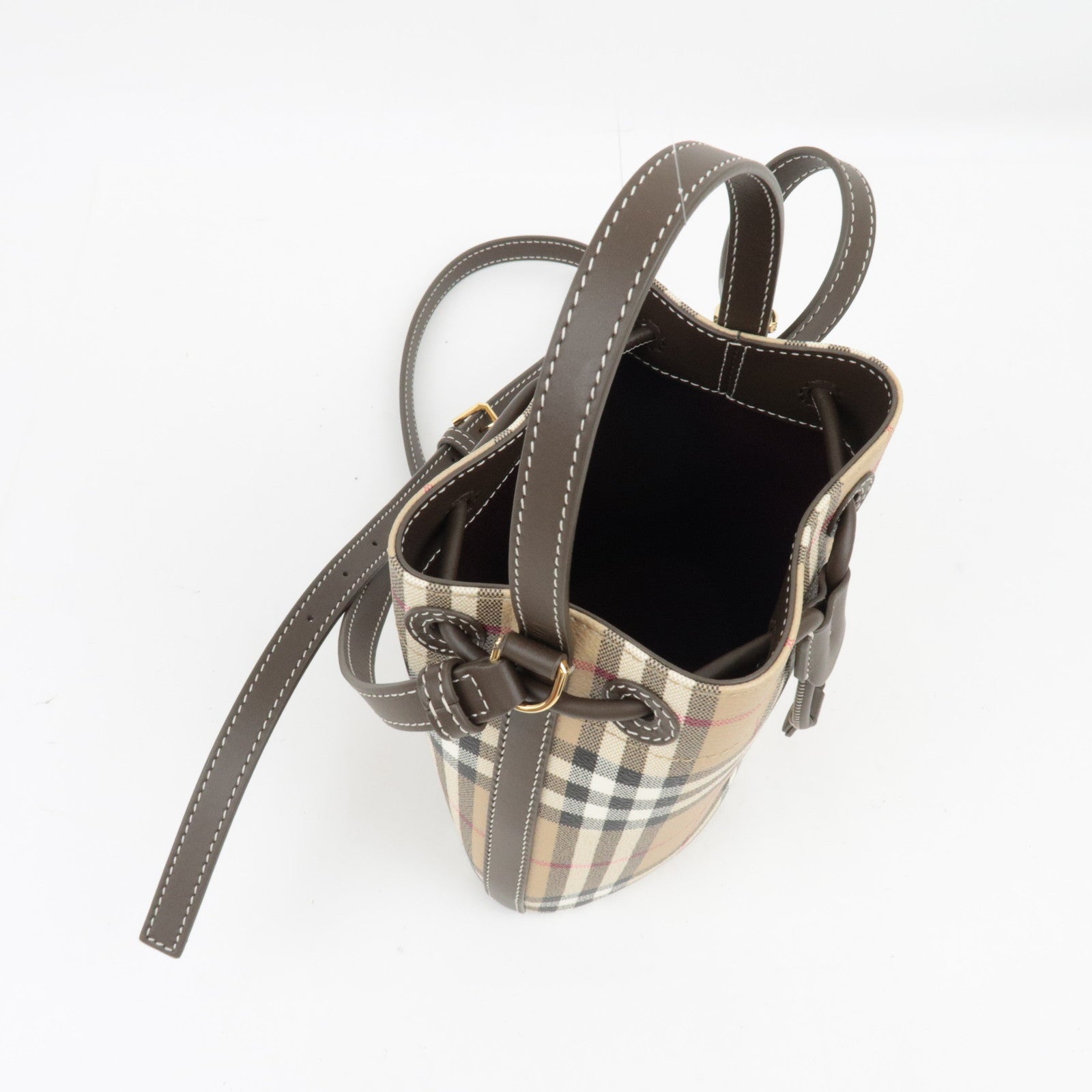 BURBERRY Nova Plaid 2Way Shoulder Bag PVC Leather Beige *Dust bag