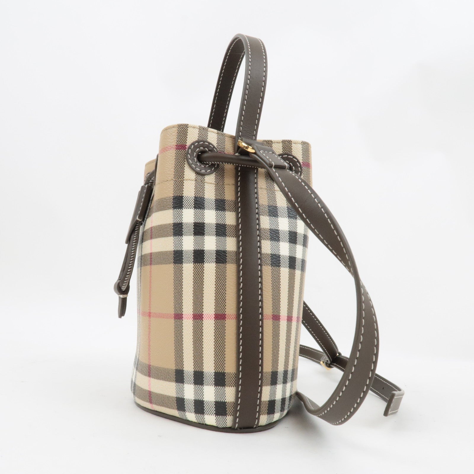 BURBERRY Nova Plaid 2Way Shoulder Bag PVC Leather Beige *Dust bag