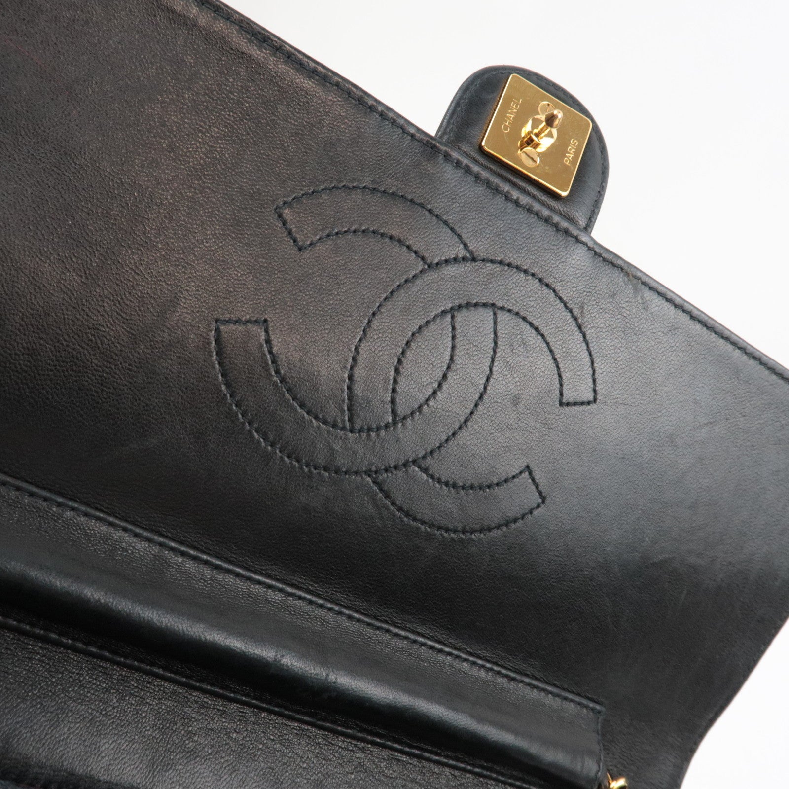 CHANEL Matelasse 25 Single Flap Chain Shoulder Bag Lambskin Black Gold HDW 4624662 *Box, G card