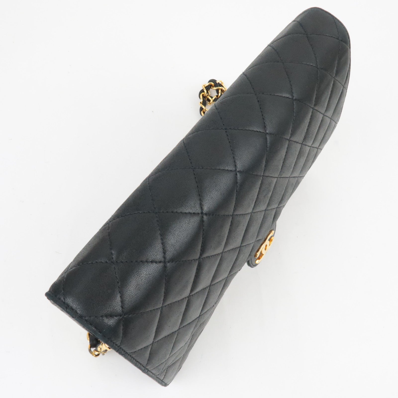 CHANEL Matelasse 25 Single Flap Chain Shoulder Bag Lambskin Black Gold HDW 4624662 *Box, G card