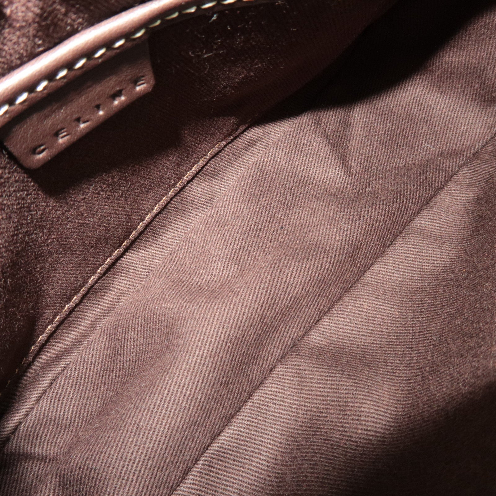 CELINE Paris Macadam Handbag Canvas Leather Beige Brown