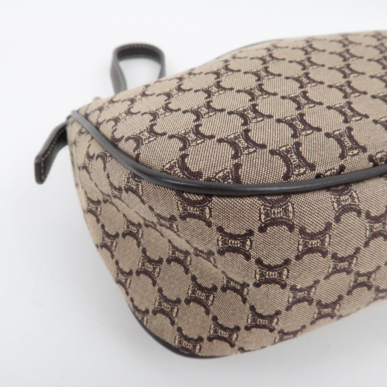 CELINE Paris Macadam Handbag Canvas Leather Beige Brown