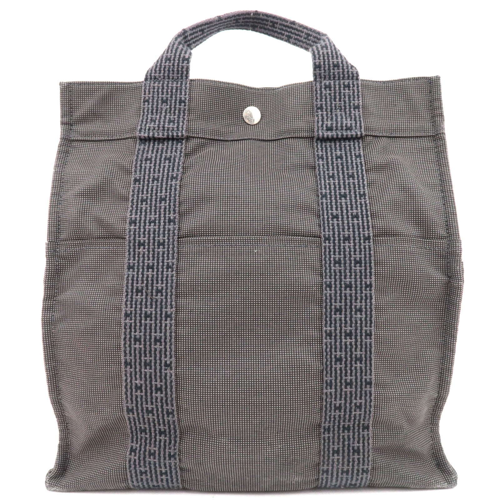 HERMES Her Line A Dos MM Backpack Nylon Canvas Gray *Lock77306