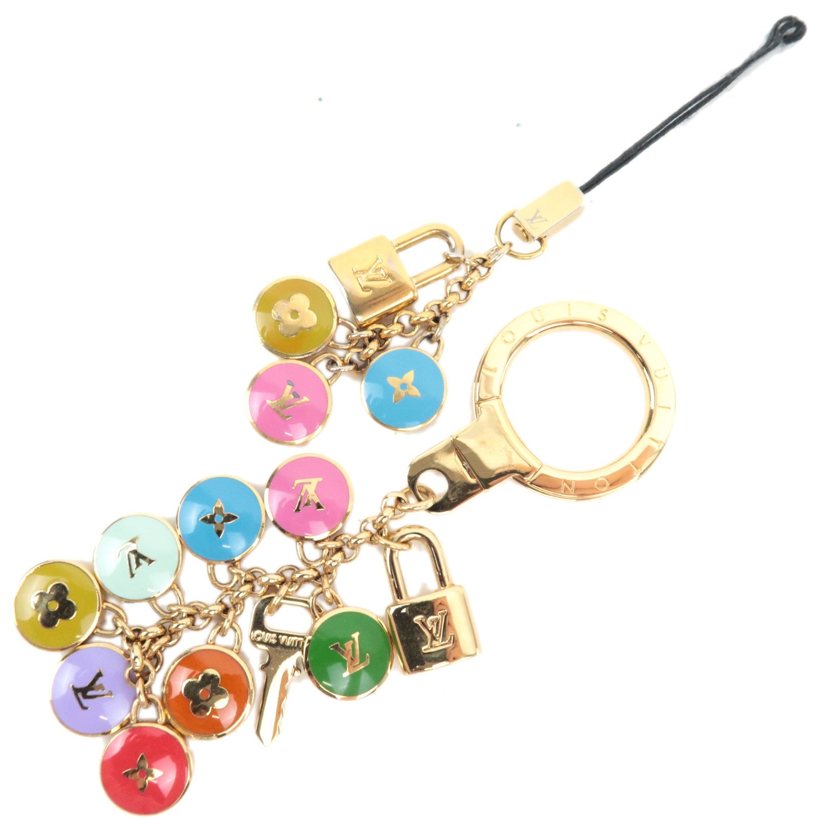 Louis Vuitton Set of 2 Porte Cles Pastille Bag Charm, Phone Strap Gold M65381 M65388 *Box, Dust bag77322