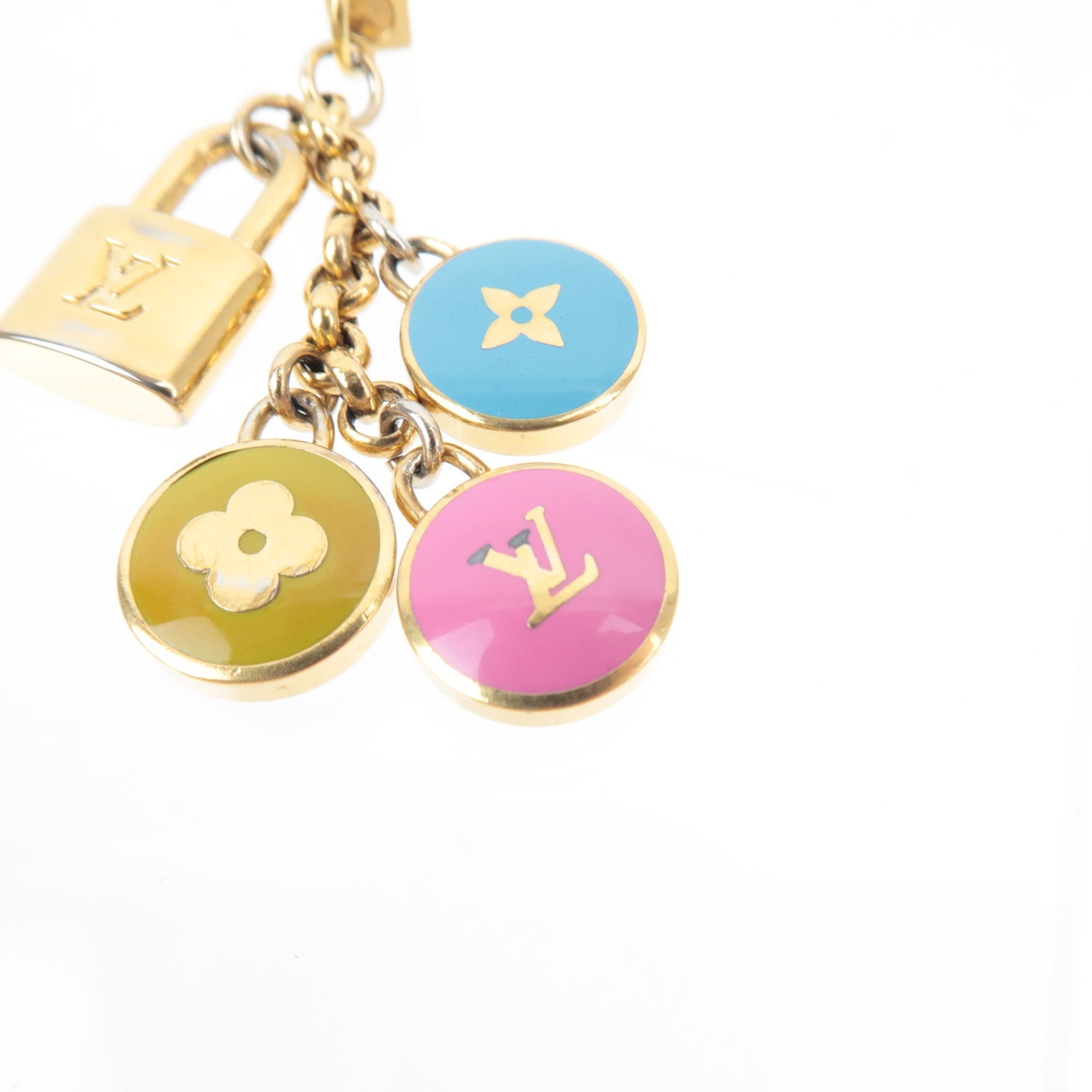 Louis Vuitton Set of 2 Porte Cles Pastille Bag Charm, Phone Strap Gold M65381 M65388 *Box, Dust bag