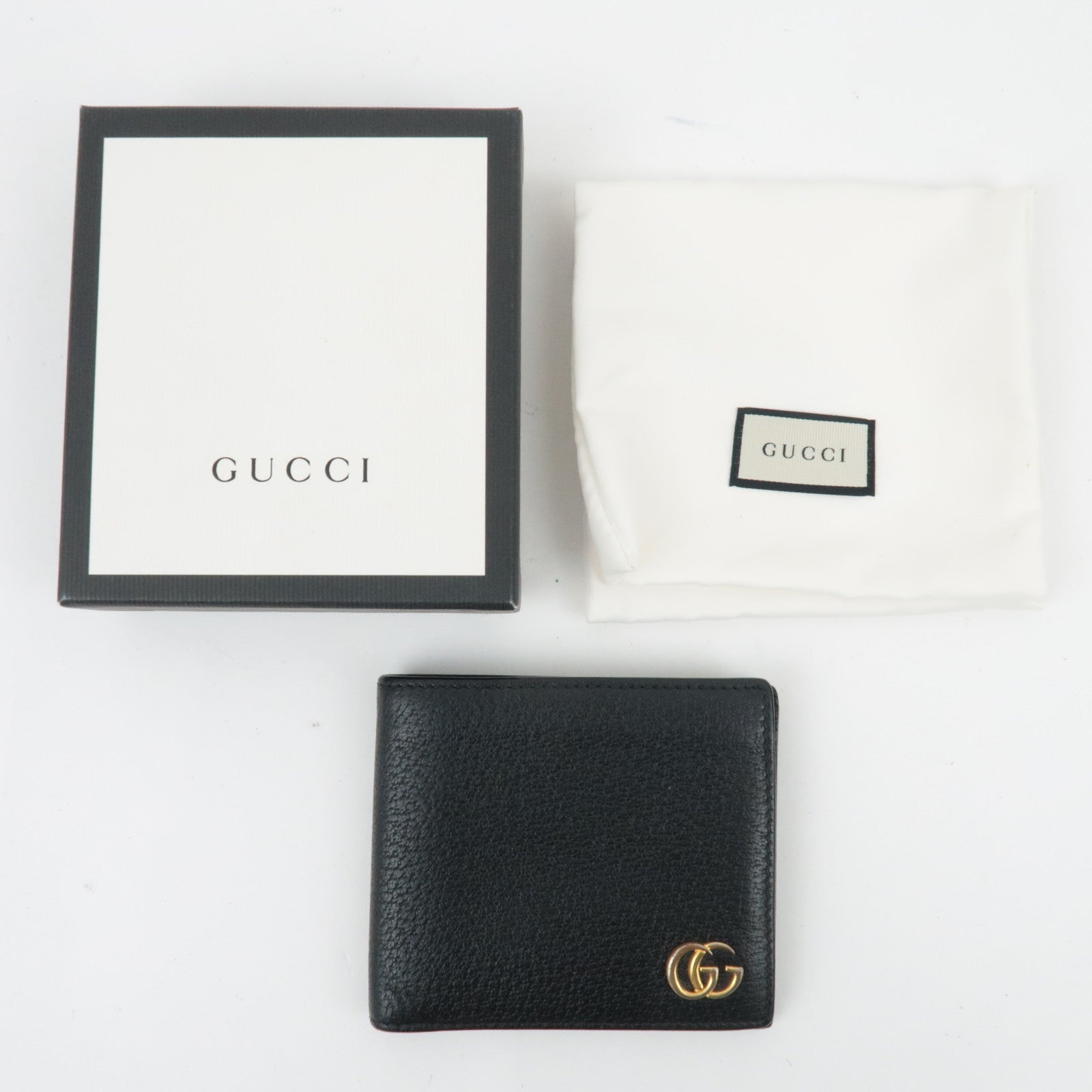 Gucci GG Marmont Bi-Fold Wallet Leather Black 428725 *Box, Dust bag