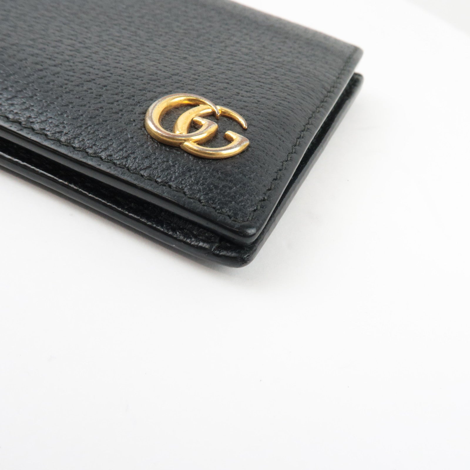 Gucci GG Marmont Bi-Fold Wallet Leather Black 428725 *Box, Dust bag