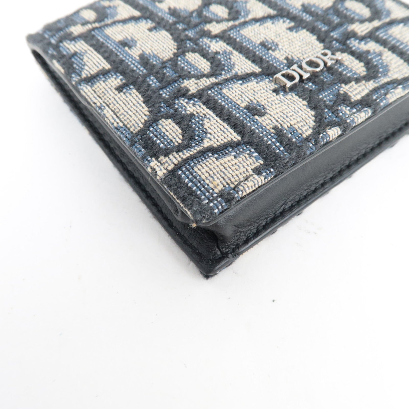 Christian Dior Oblique Trotter Coin Case Canvas Navy*Box, Dust bag