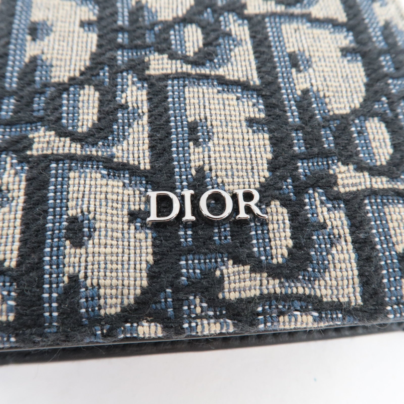 Christian Dior Oblique Trotter Coin Case Canvas Navy*Box, Dust bag