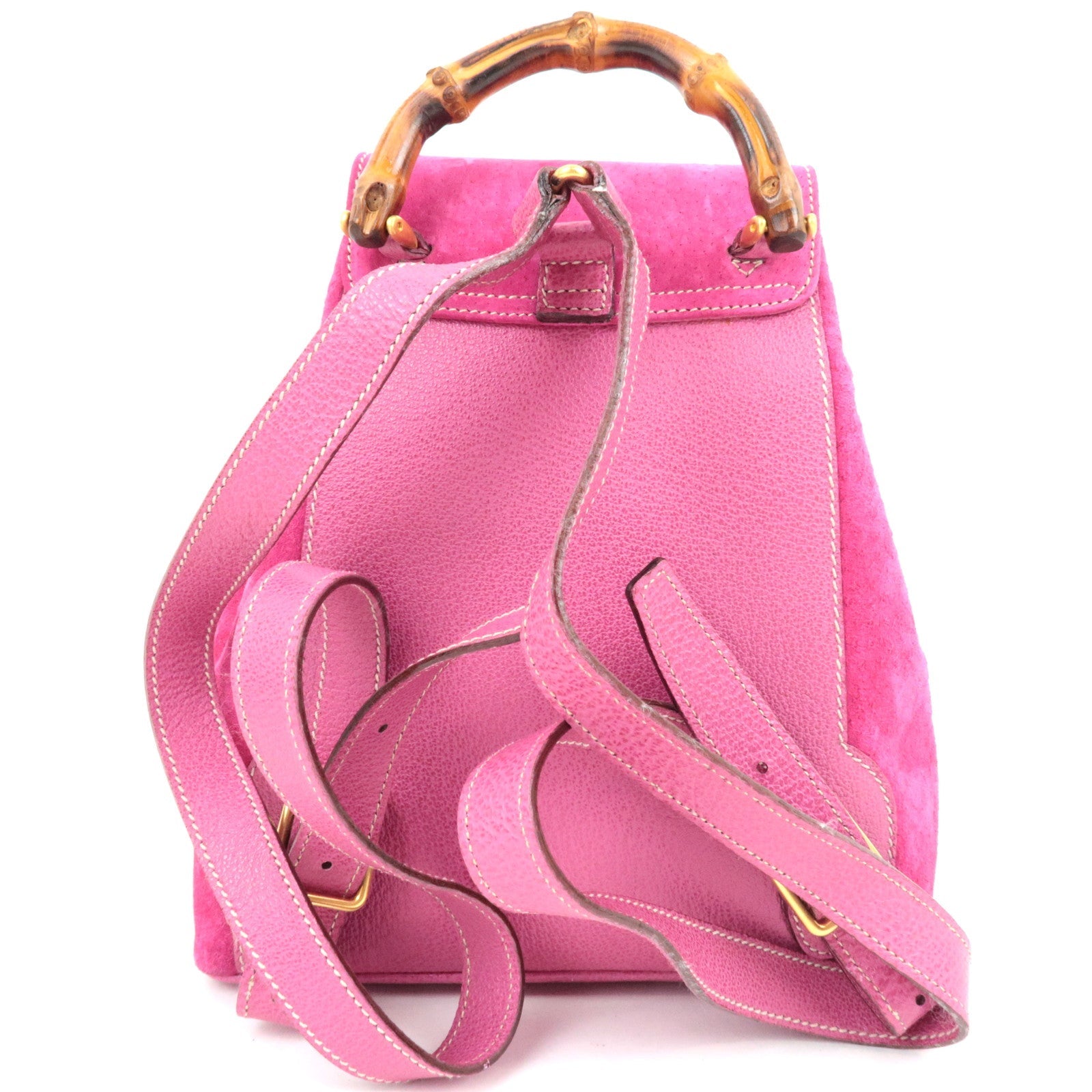 GUCCI Bamboo Backpack Suede Pink 003.1705