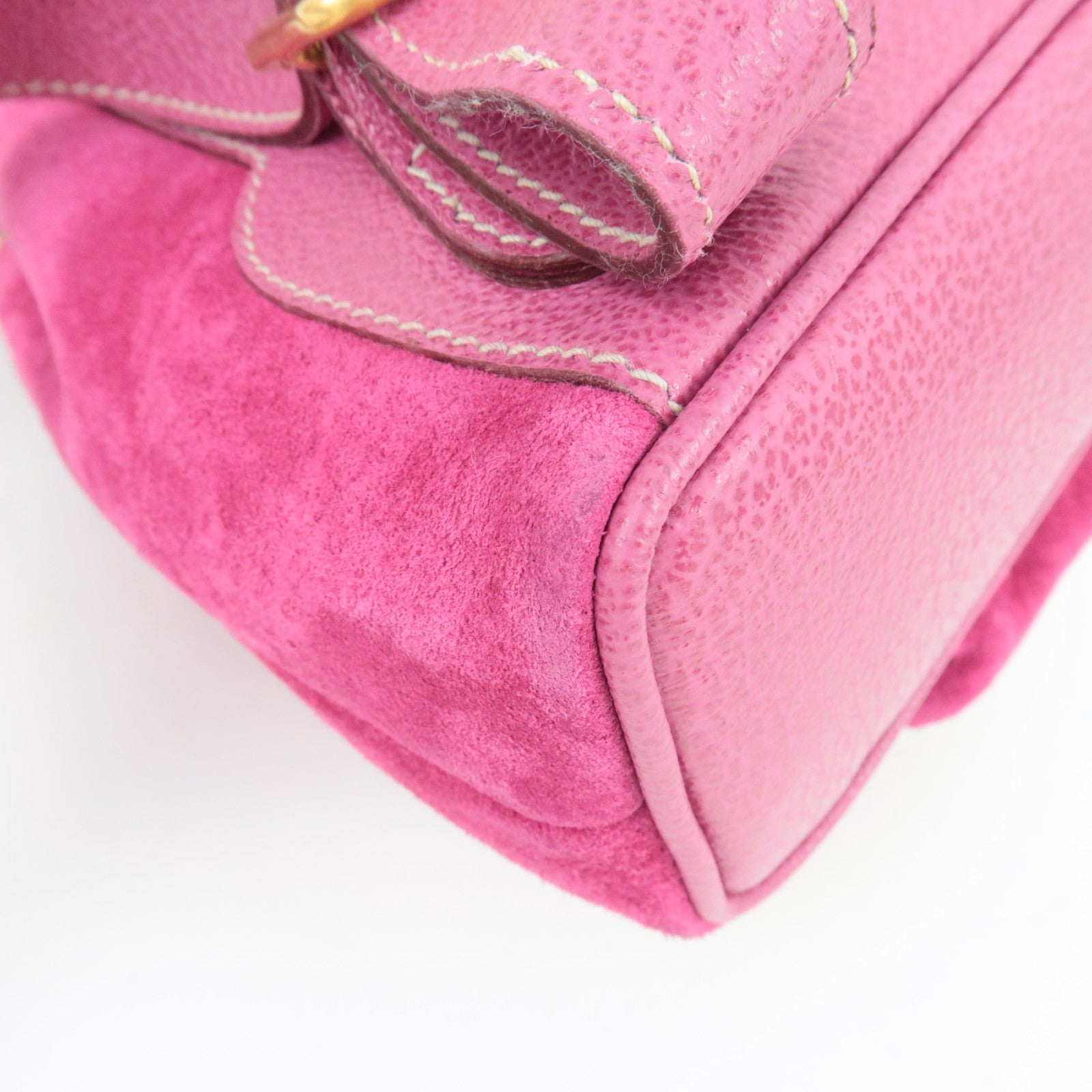 GUCCI Bamboo Backpack Suede Pink 003.1705