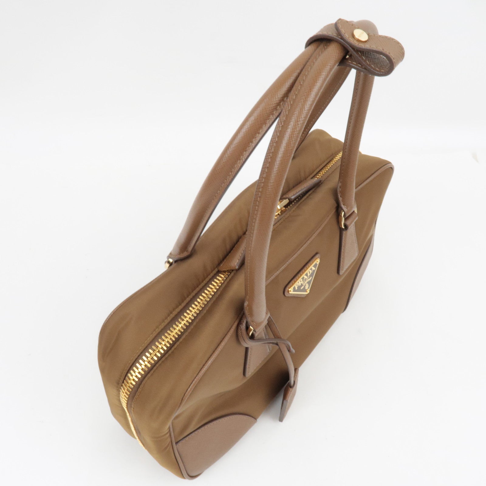 PRADA Re-Edition 1978 Medium 2Way Handbag Leather Beige 1BB115 *Strap, Clochette, Poignet