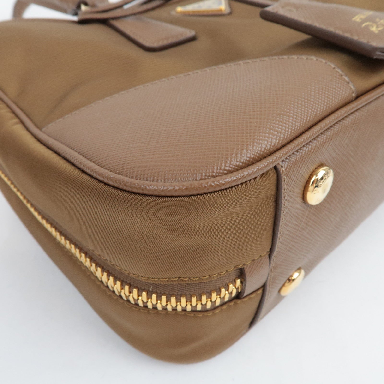 PRADA Re-Edition 1978 Medium 2Way Handbag Leather Beige 1BB115 *Strap, Clochette, Poignet