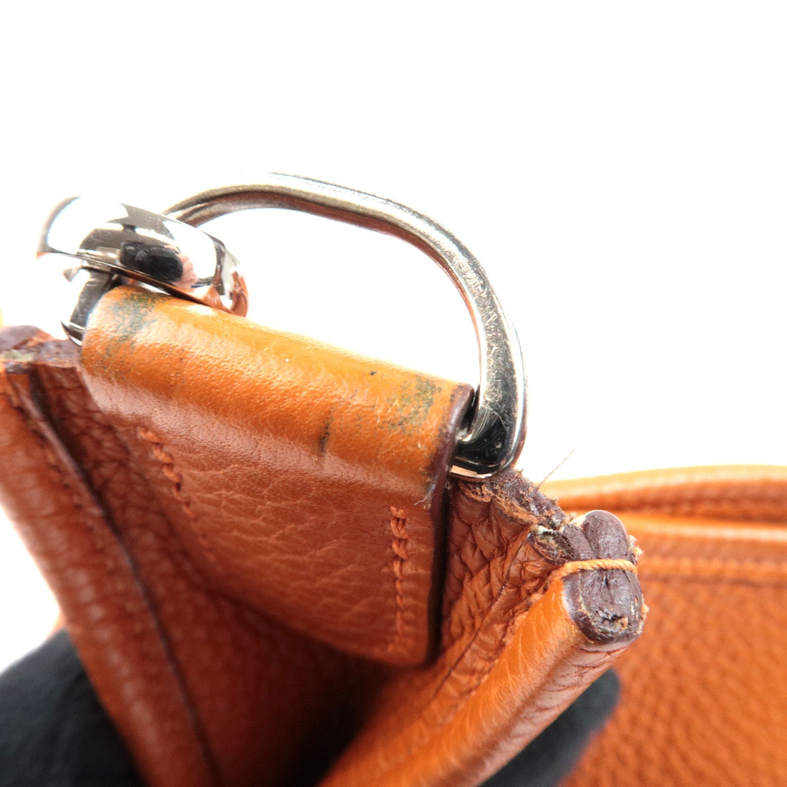 HERMES Evelyn 3 PM Shoulder Bag □I Stamp (2005) Taurillon Clemence Orange Silver HDW *Box, Dust bag, Strap