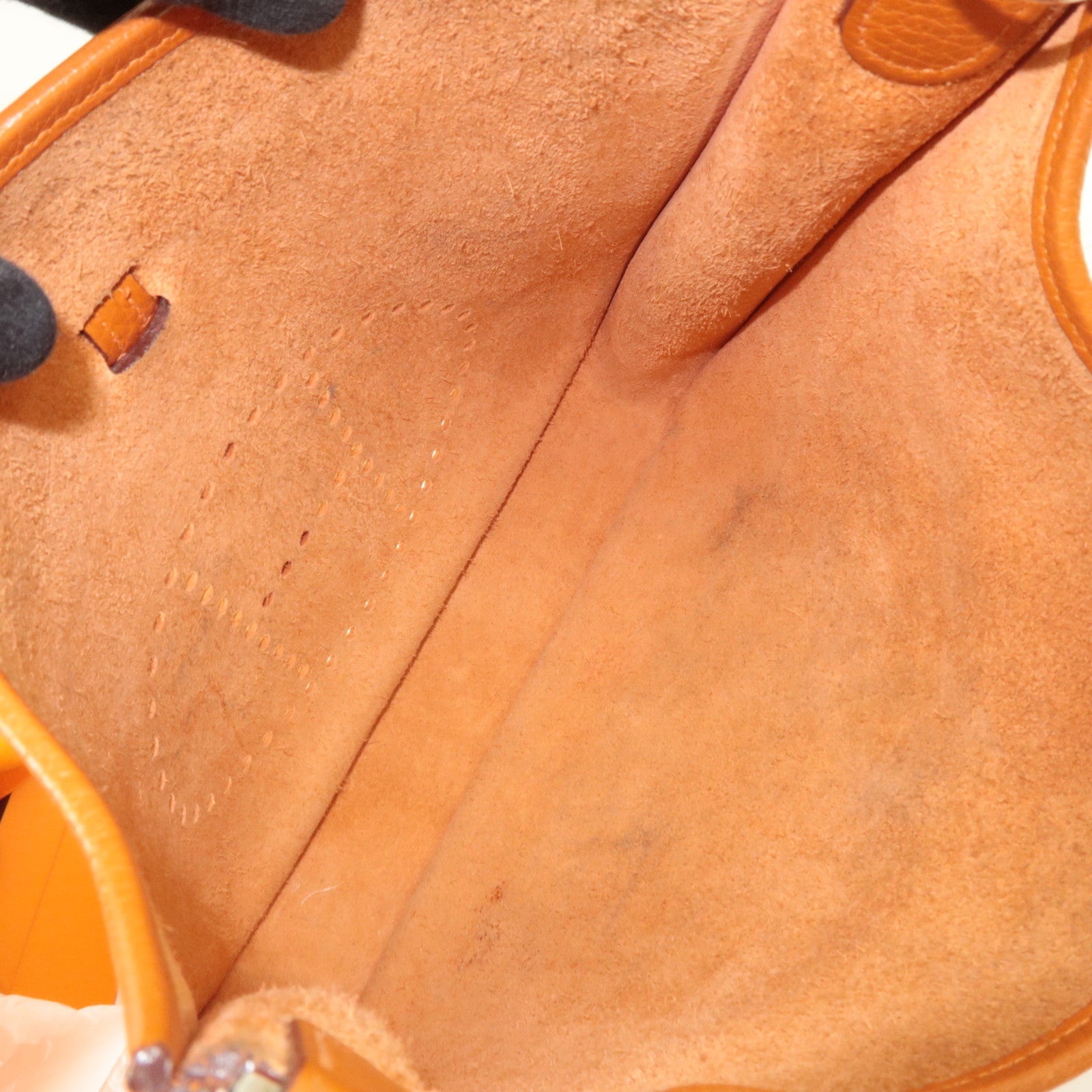 HERMES Evelyn 3 PM Shoulder Bag □I Stamp (2005) Taurillon Clemence Orange Silver HDW *Box, Dust bag, Strap