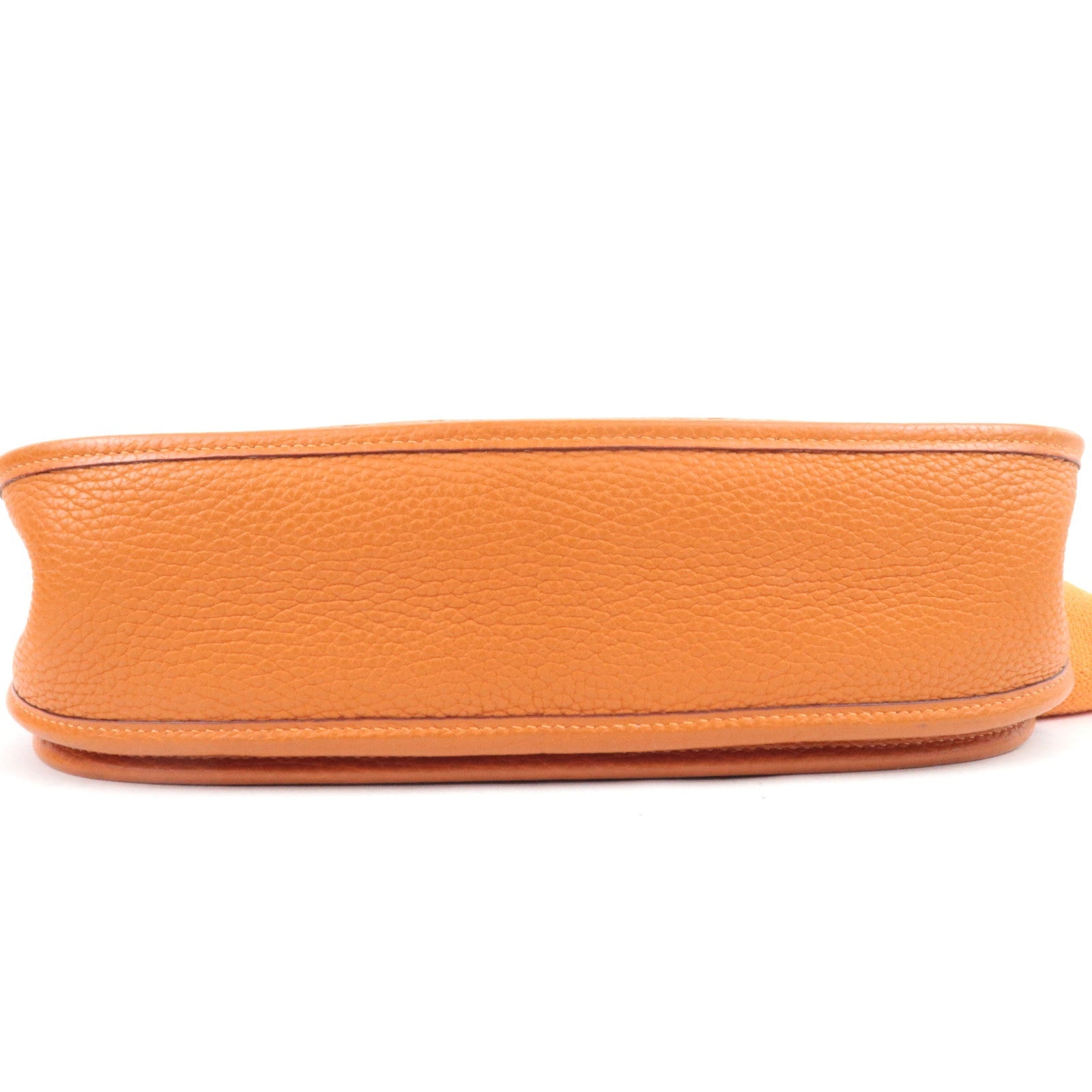 HERMES Evelyn 3 PM Shoulder Bag □I Stamp (2005) Taurillon Clemence Orange Silver HDW *Box, Dust bag, Strap