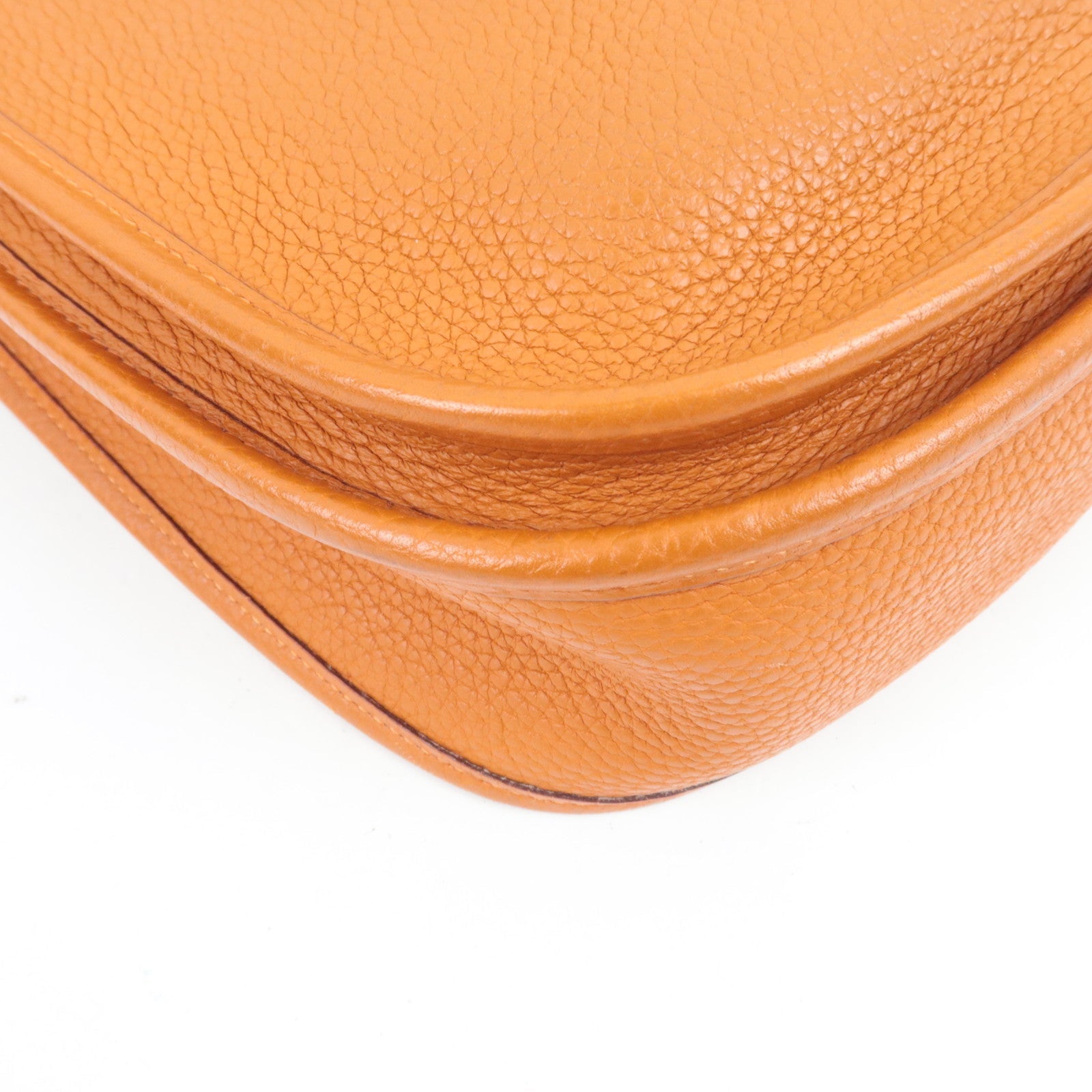 HERMES Evelyn 3 PM Shoulder Bag □I Stamp (2005) Taurillon Clemence Orange Silver HDW *Box, Dust bag, Strap