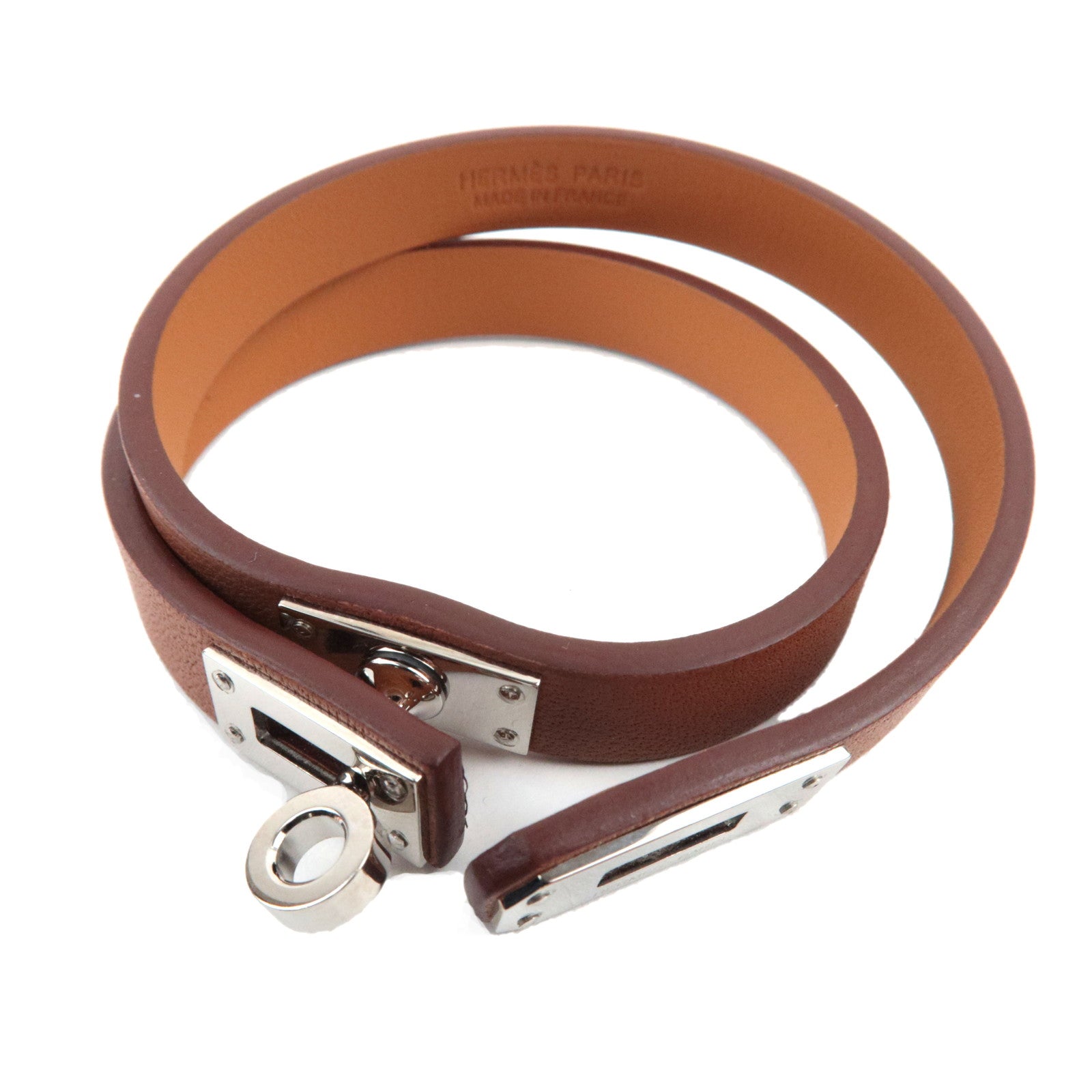 HERMES Kelly Double Tour Bracelet T3 Z Stamp (2021) Swift Metal Gold Silver HDW *Box, Dust bag77361