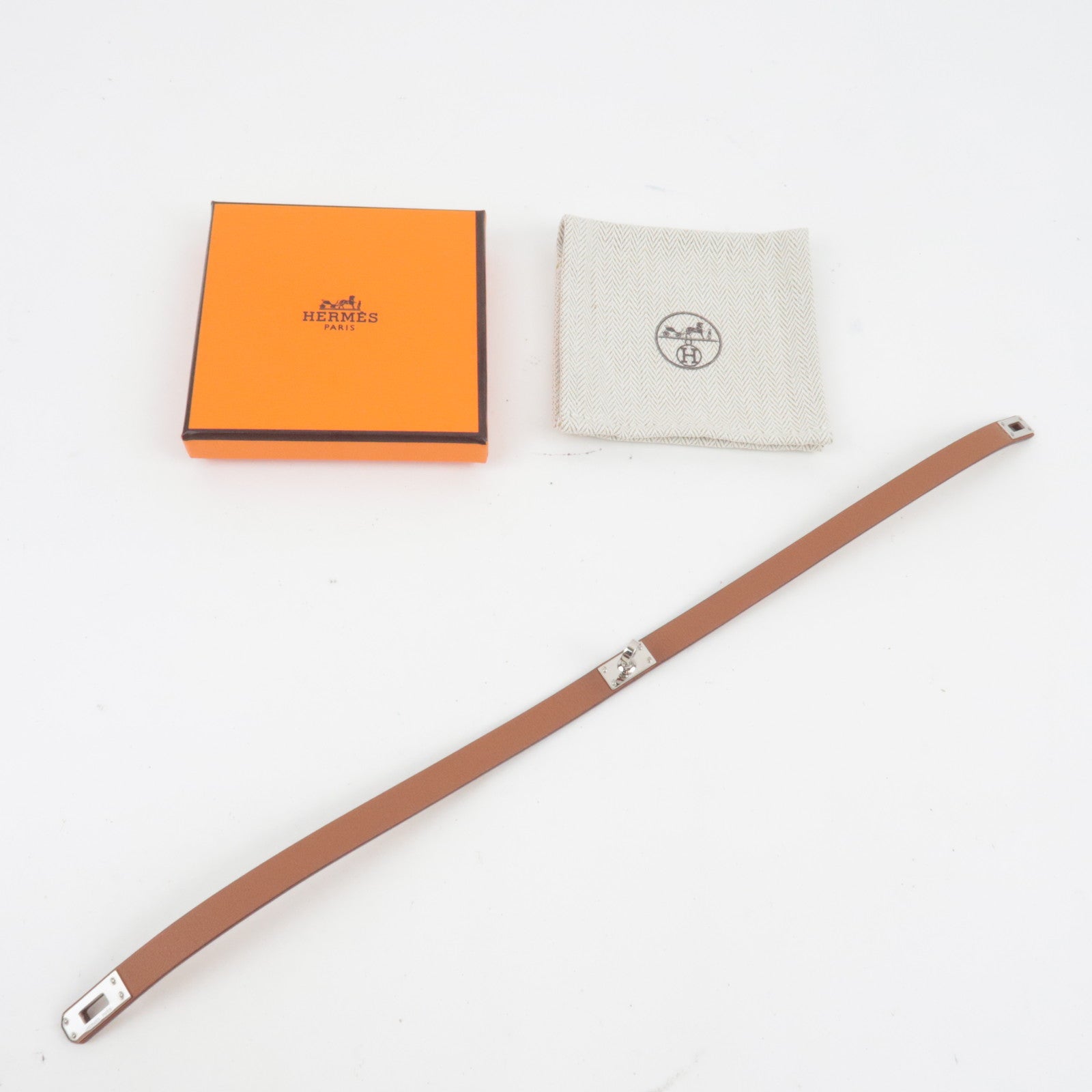 HERMES Kelly Double Tour Bracelet T3 Z Stamp (2021) Swift Metal Gold Silver HDW *Box, Dust bag