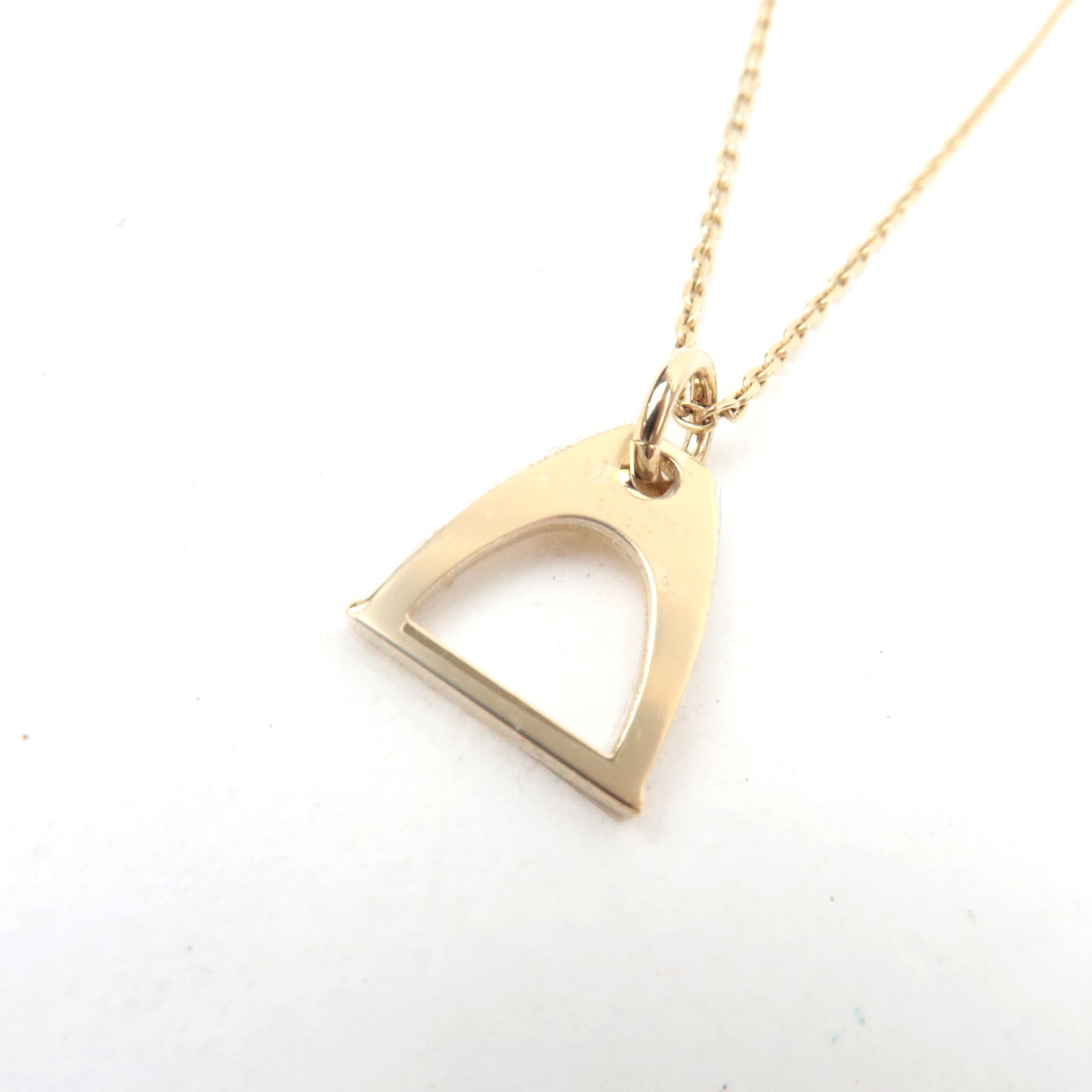 HERMES Amulette Equestre Necklace Metal Buffalo Horn Brown Gold *Box