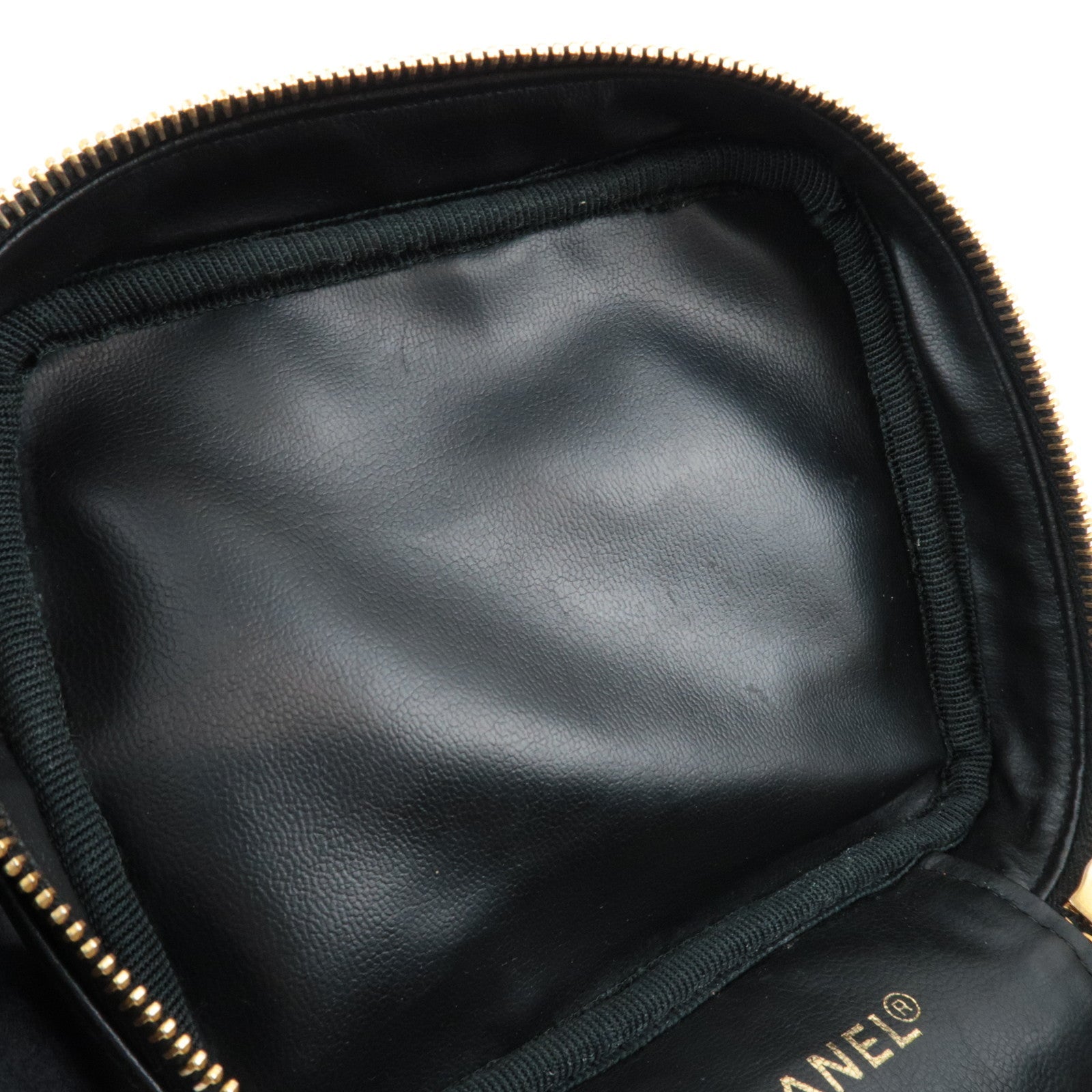 CHANEL Bicolore Vanity Bag Leather Black Gold HDW A01619 3124597