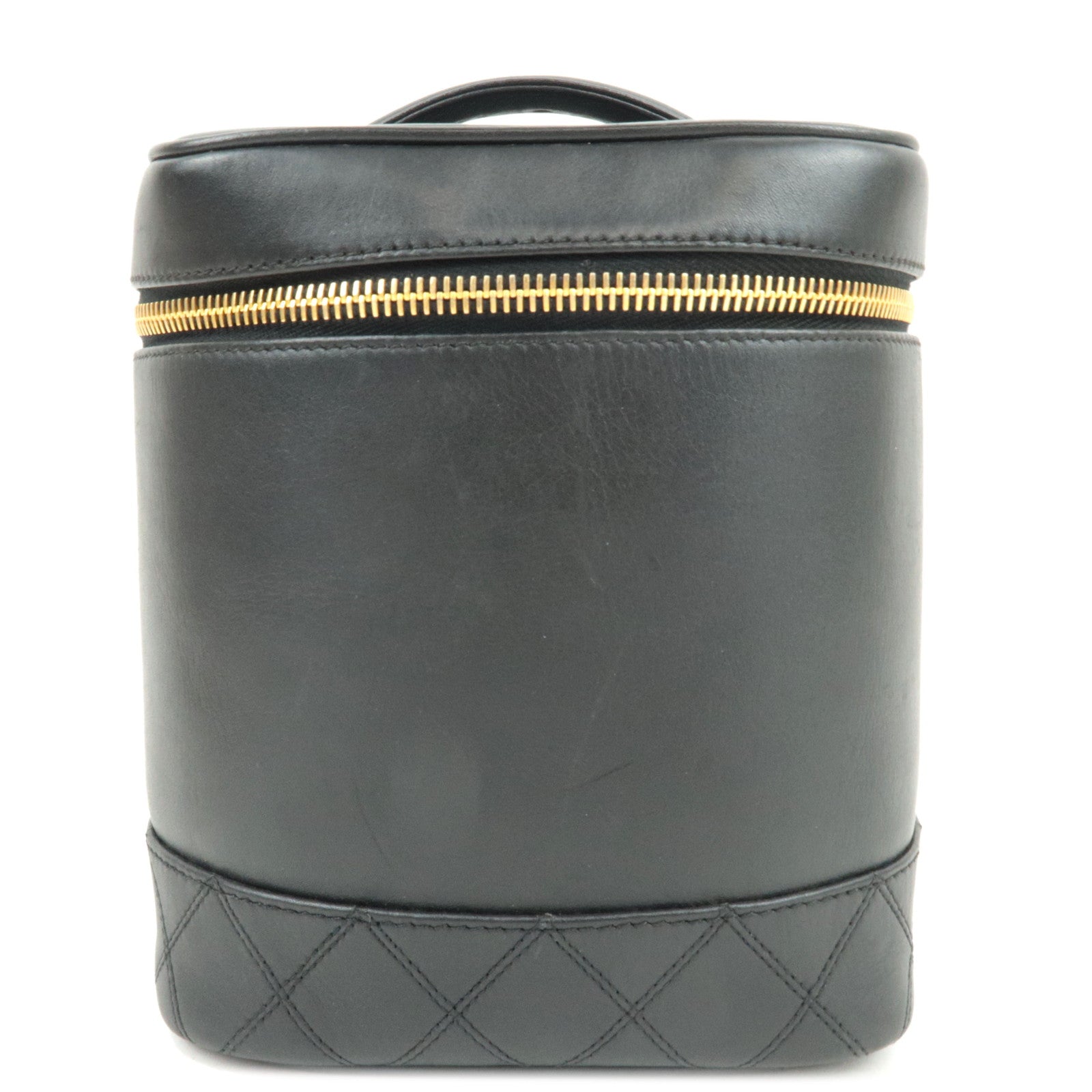 CHANEL Bicolore Vanity Bag Leather Black Gold HDW A01619 312459777384