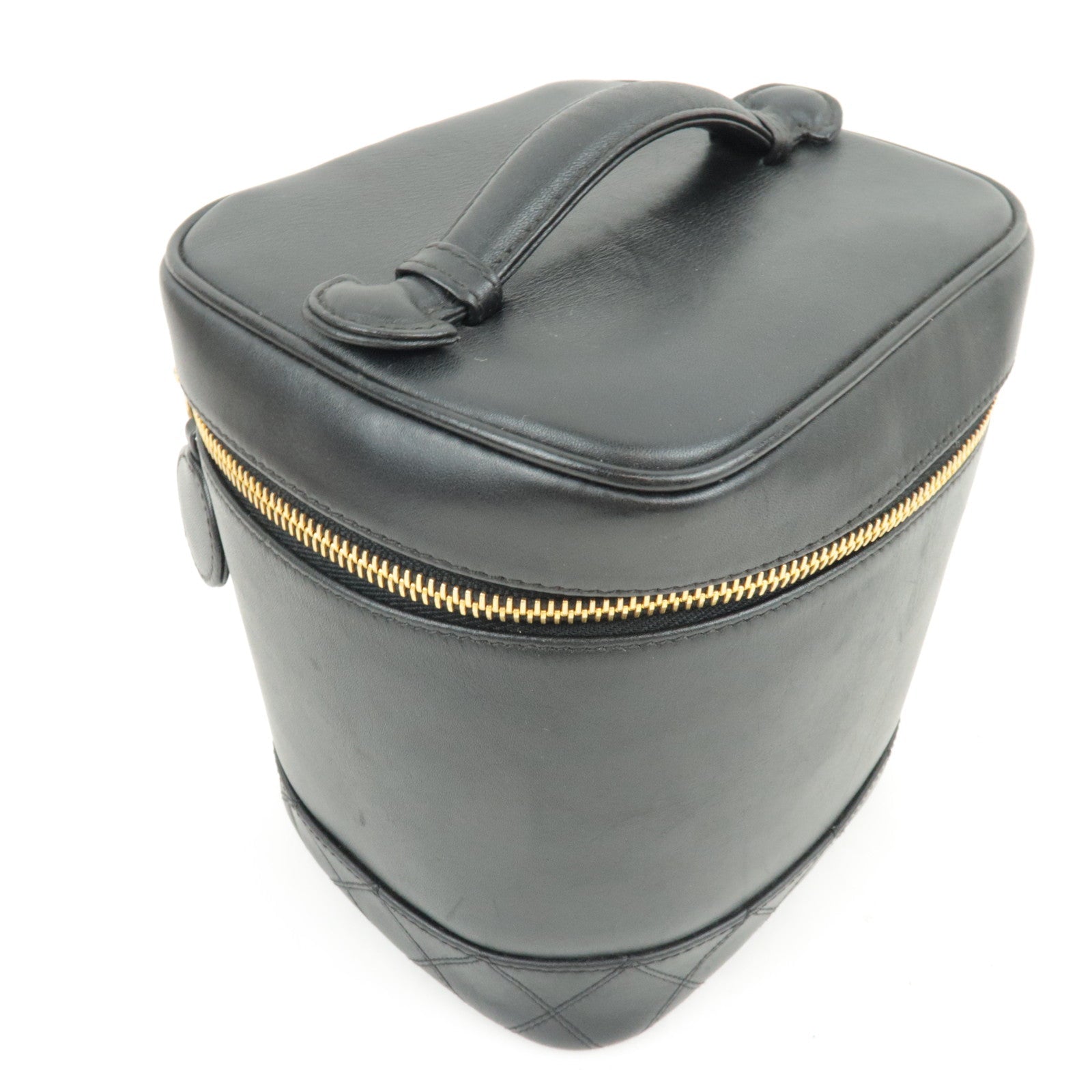 CHANEL Bicolore Vanity Bag Leather Black Gold HDW A01619 3124597