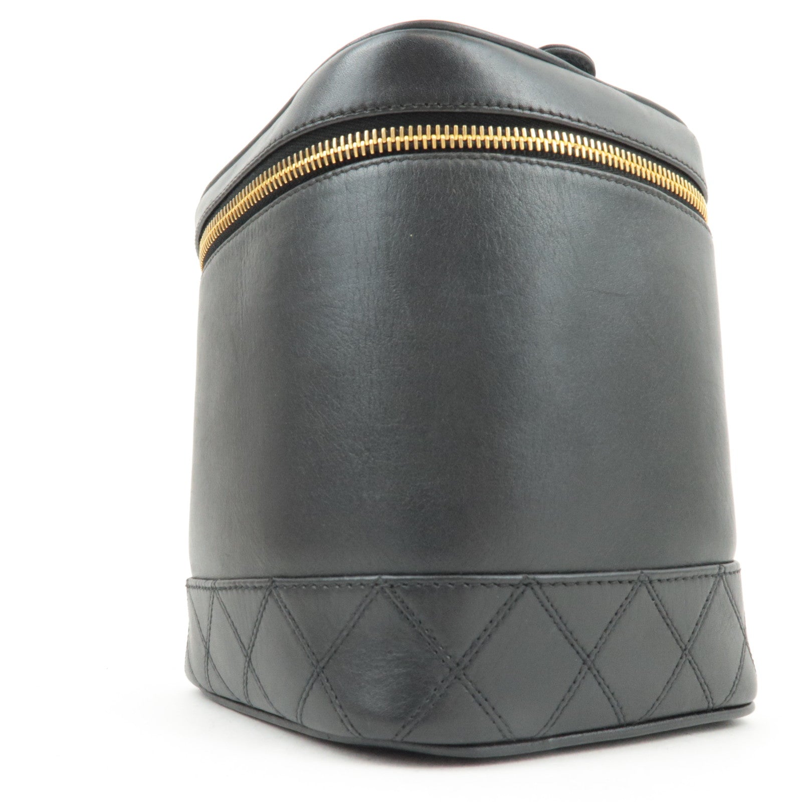 CHANEL Bicolore Vanity Bag Leather Black Gold HDW A01619 3124597