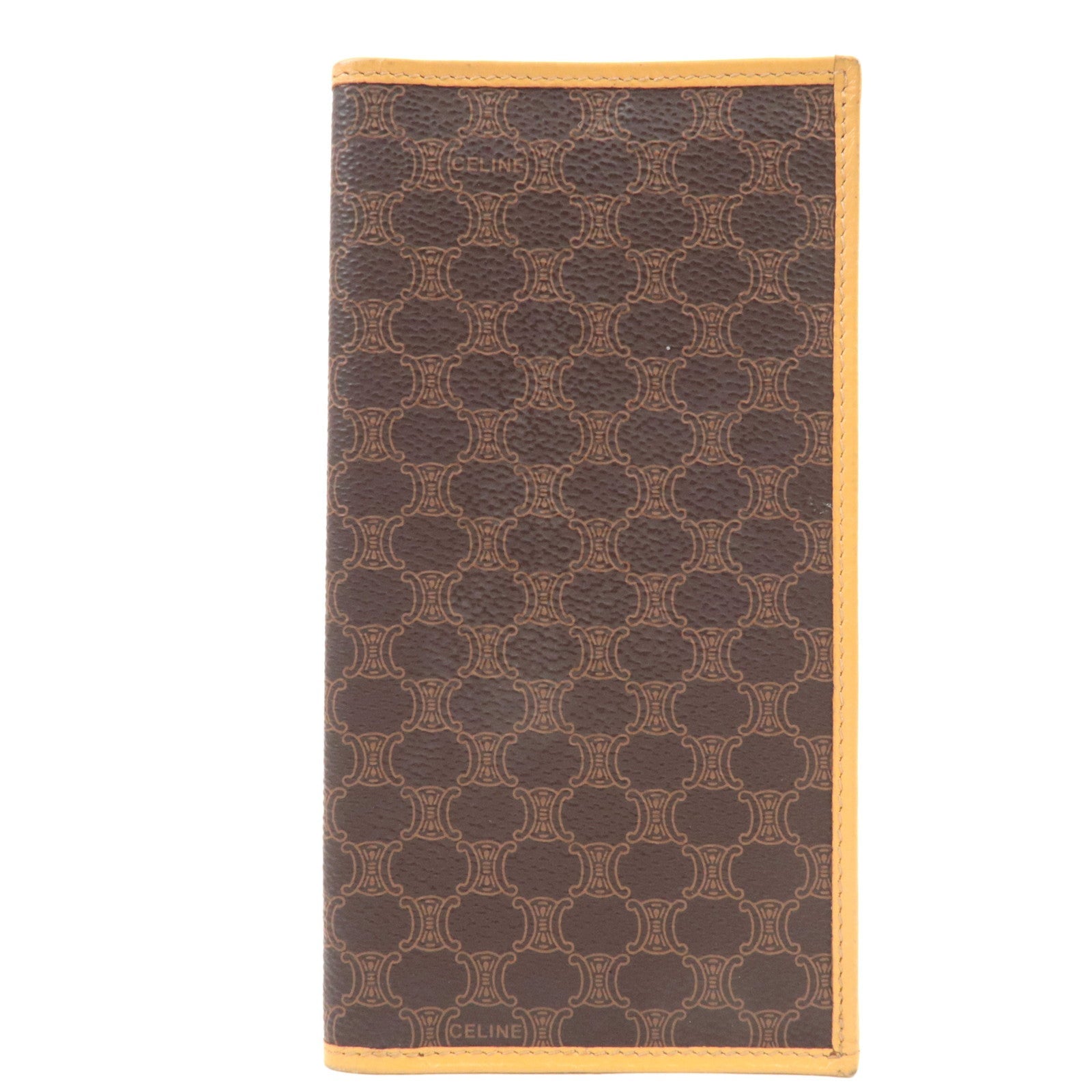 CELINE Macadam Bi-Fold Long Wallet PVC Leather Brown Beige 77392