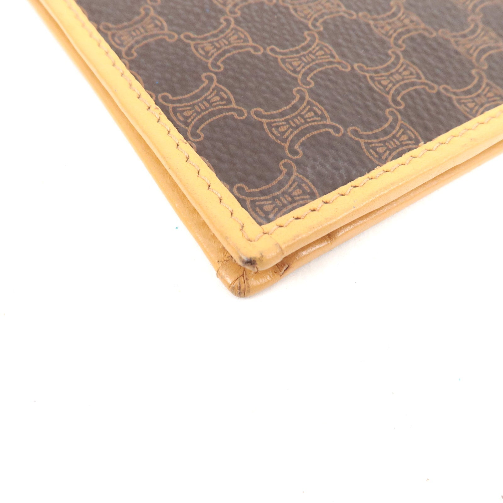 CELINE Macadam Bi-Fold Long Wallet PVC Leather Brown Beige