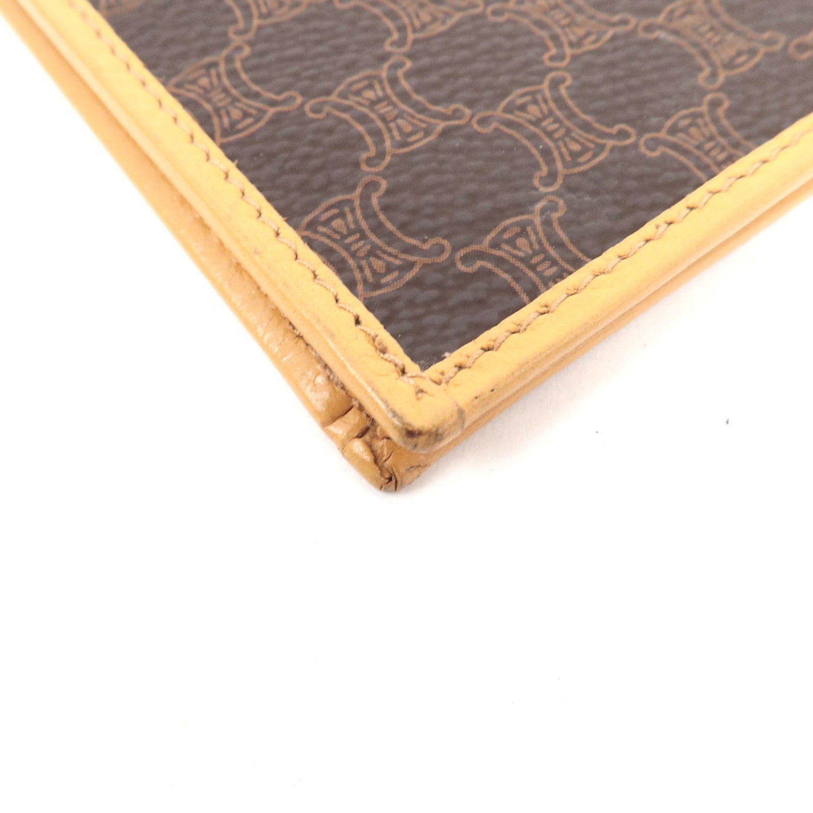 CELINE Macadam Bi-Fold Long Wallet PVC Leather Brown Beige