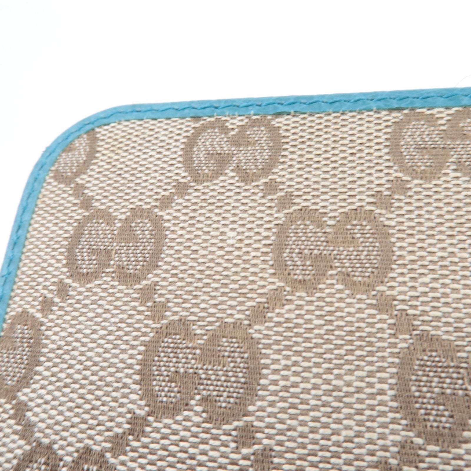 GUCCI Round Zipper Long Wallet GG Canvas Leather Beige Blue 363423 *Box