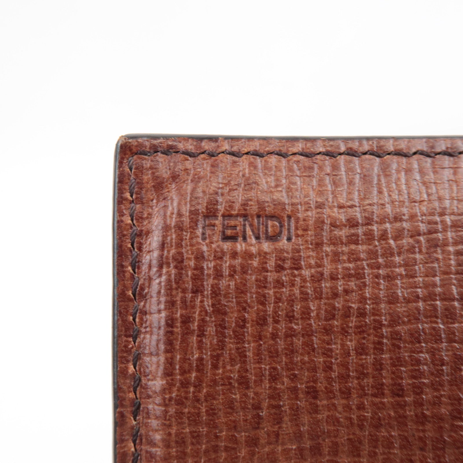FENDI Zucca Bi-Fold Long Wallet PVC Brown Black 8M0000