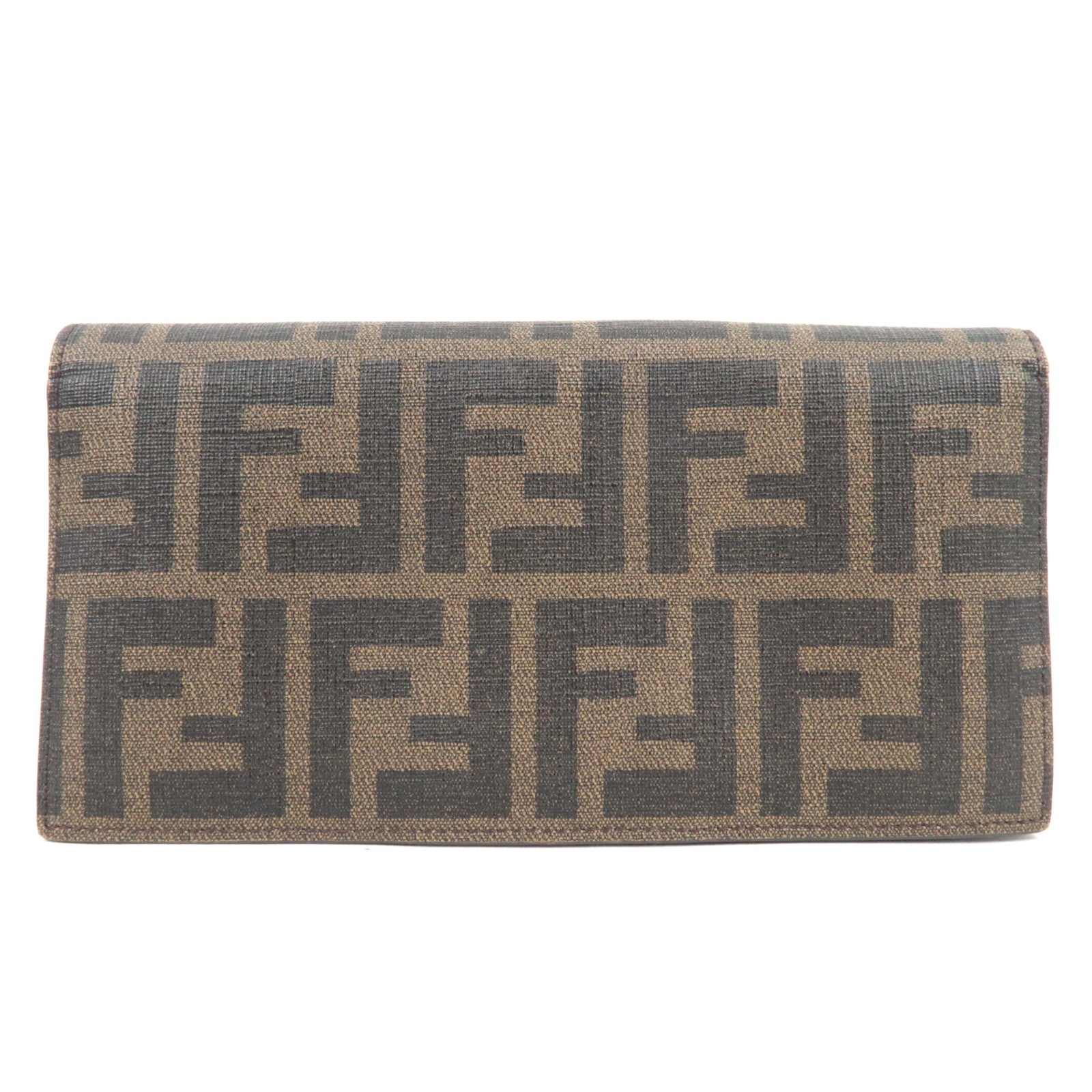 FENDI Zucca Bi-Fold Long Wallet PVC Brown Black 8M000077397