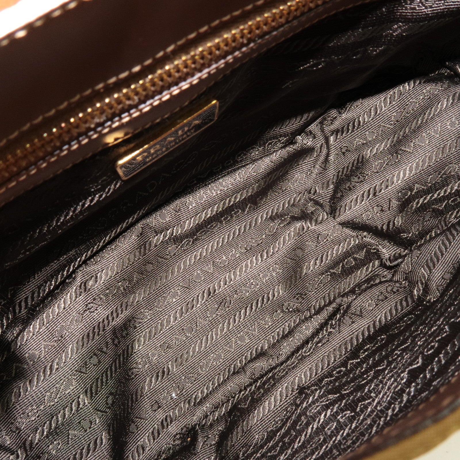 PRADA Shoulder Bag Nylon Leather Brown