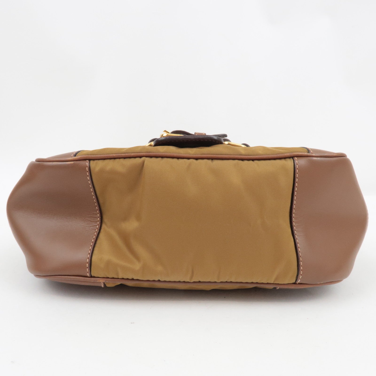 PRADA Shoulder Bag Nylon Leather Brown