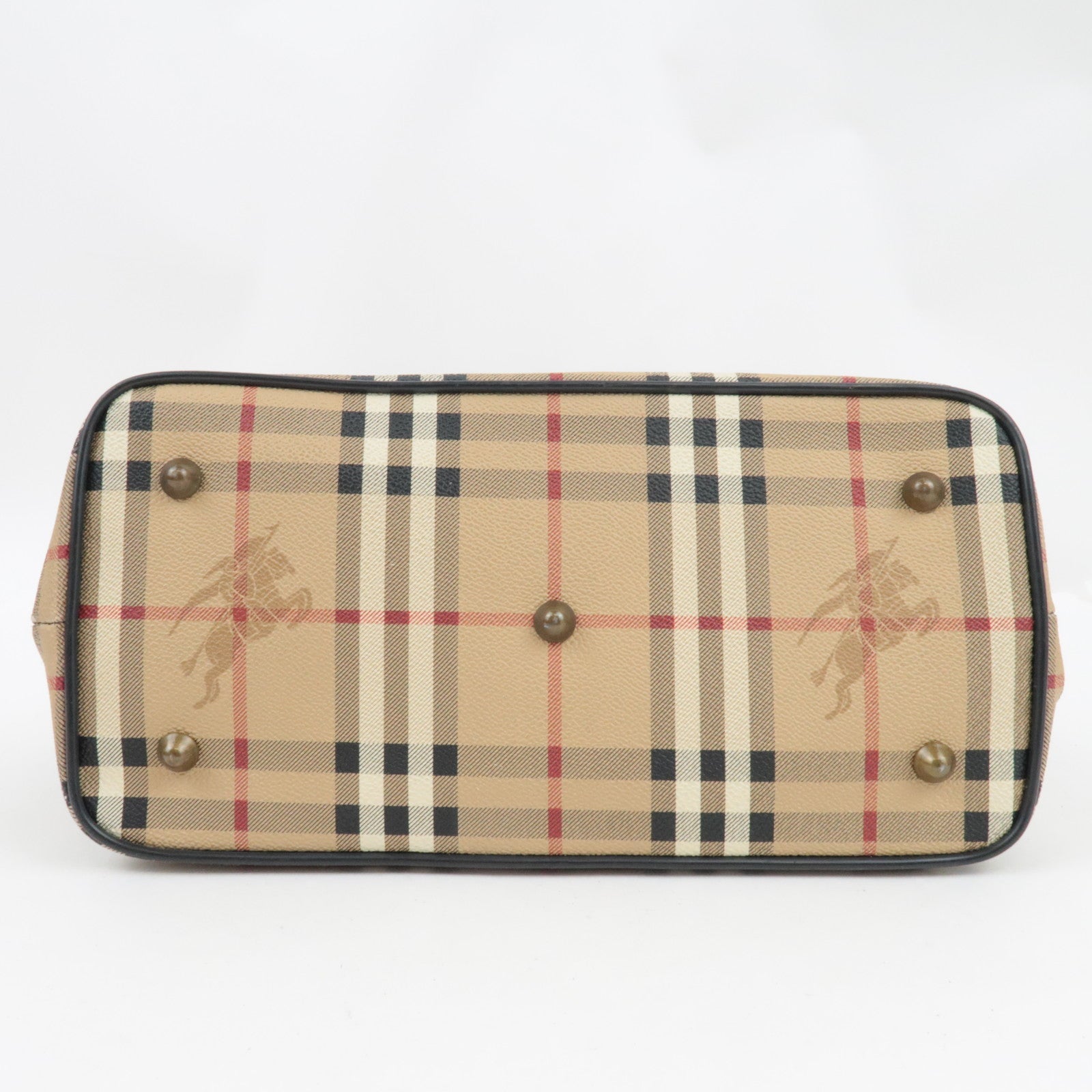 BURBERRY Shelter Under A Burberry's Nova Plaid Tote Bag PVC Leather Beige Black