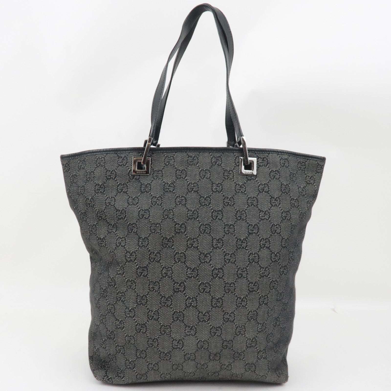 GUCCI Tote Bag GG Canvas Leather Black 31243