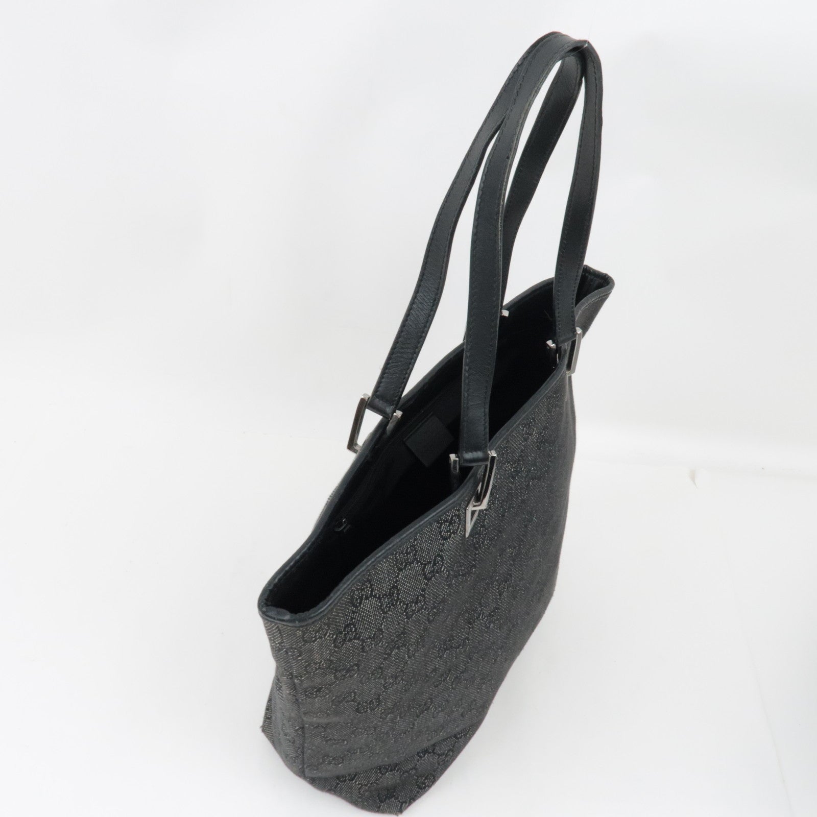 GUCCI Tote Bag GG Canvas Leather Black 31243