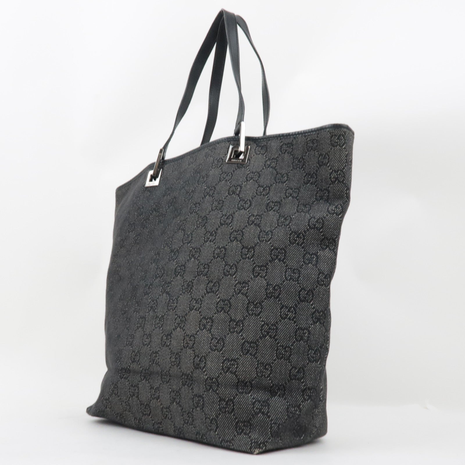 GUCCI Tote Bag GG Canvas Leather Black 31243