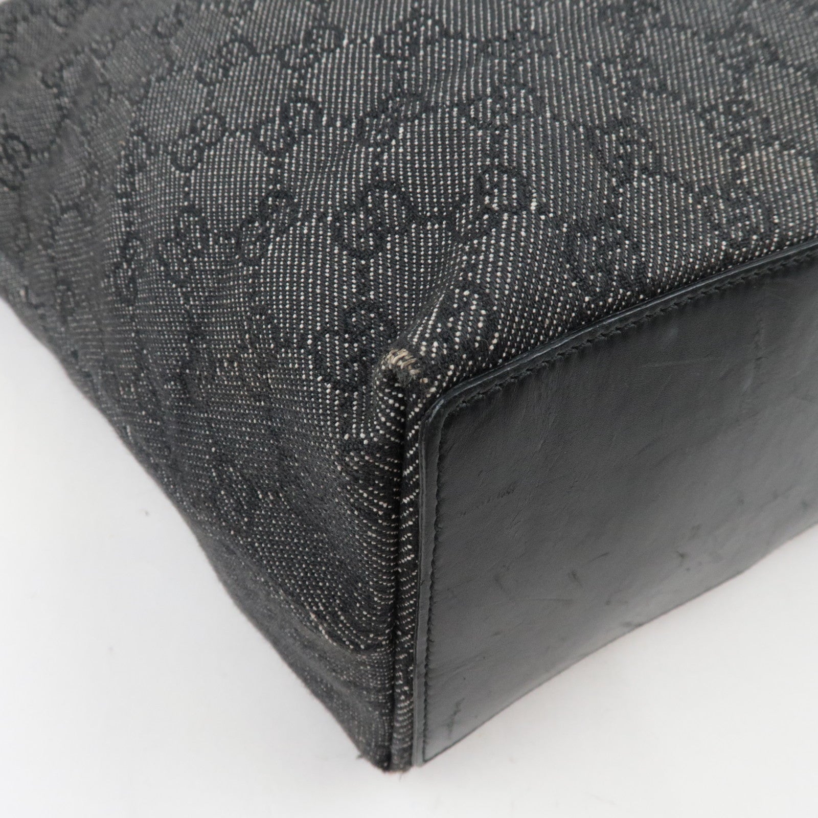 GUCCI Tote Bag GG Canvas Leather Black 31243