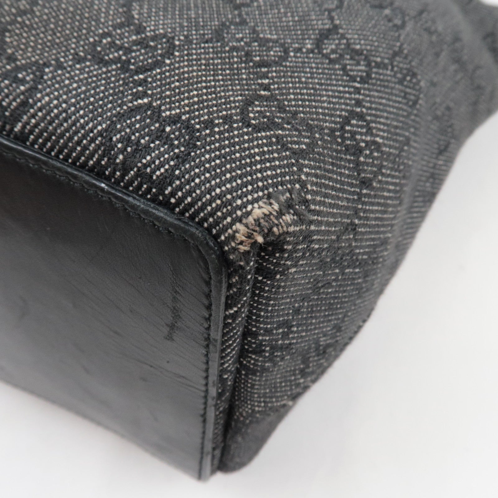 GUCCI Tote Bag GG Canvas Leather Black 31243