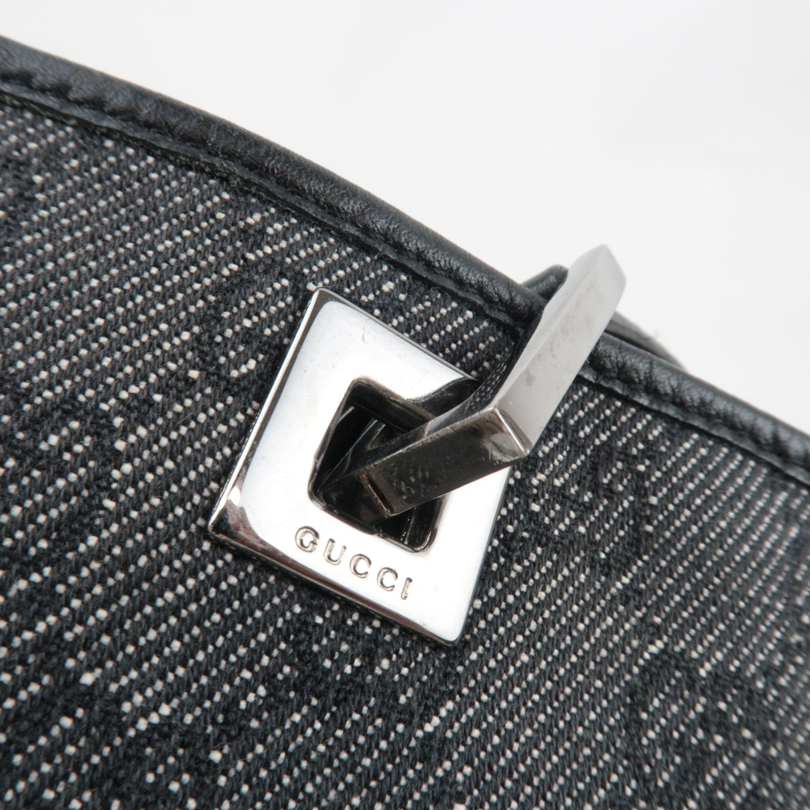 GUCCI Tote Bag GG Canvas Leather Black 31243